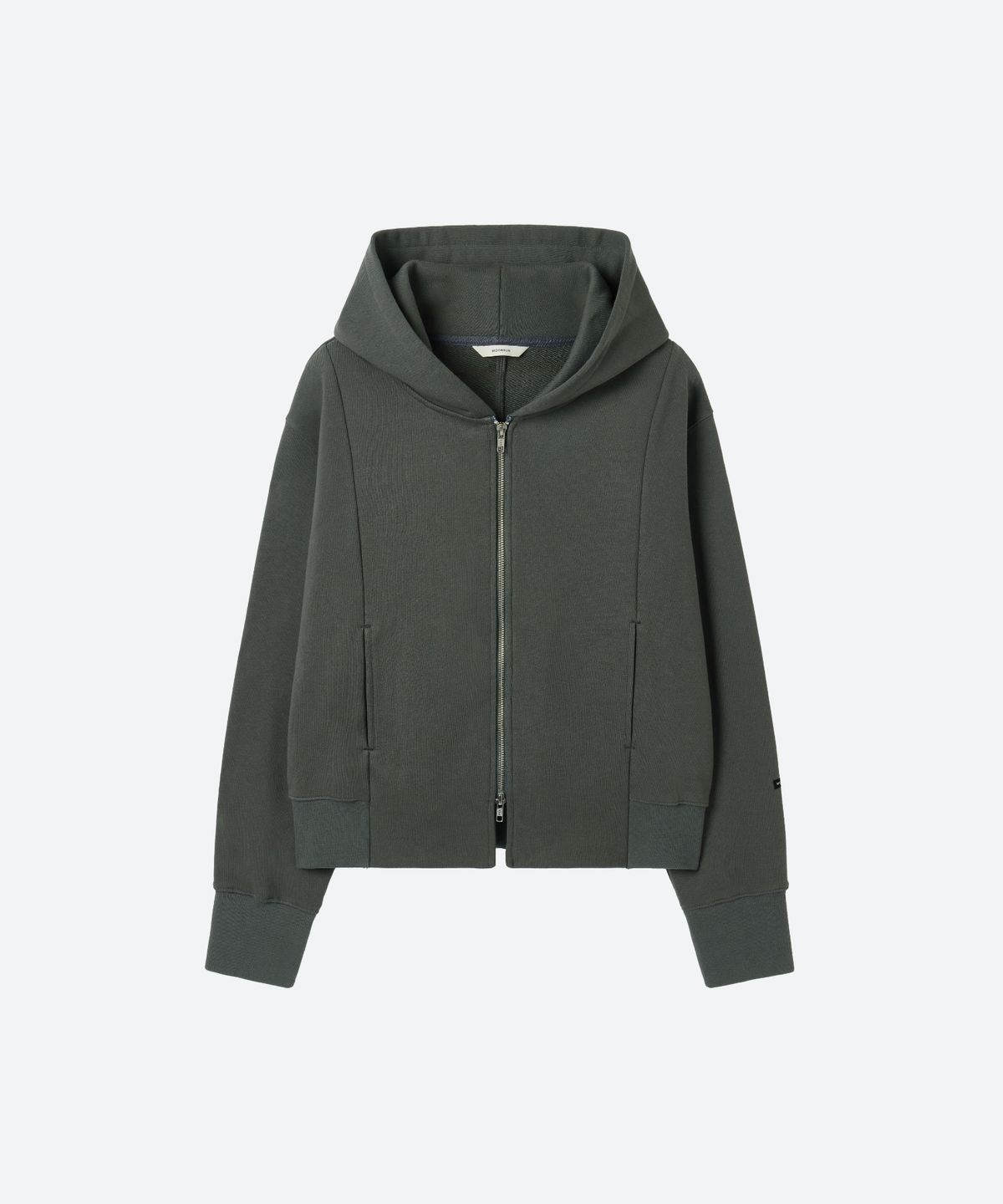 문선(MOONSUN) UNISEX, Crop Hood Zip-up / Charcoal