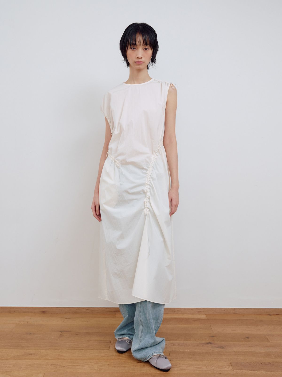 마조네(MA JOURNEE) NYLON STRING DRESS_IVORY