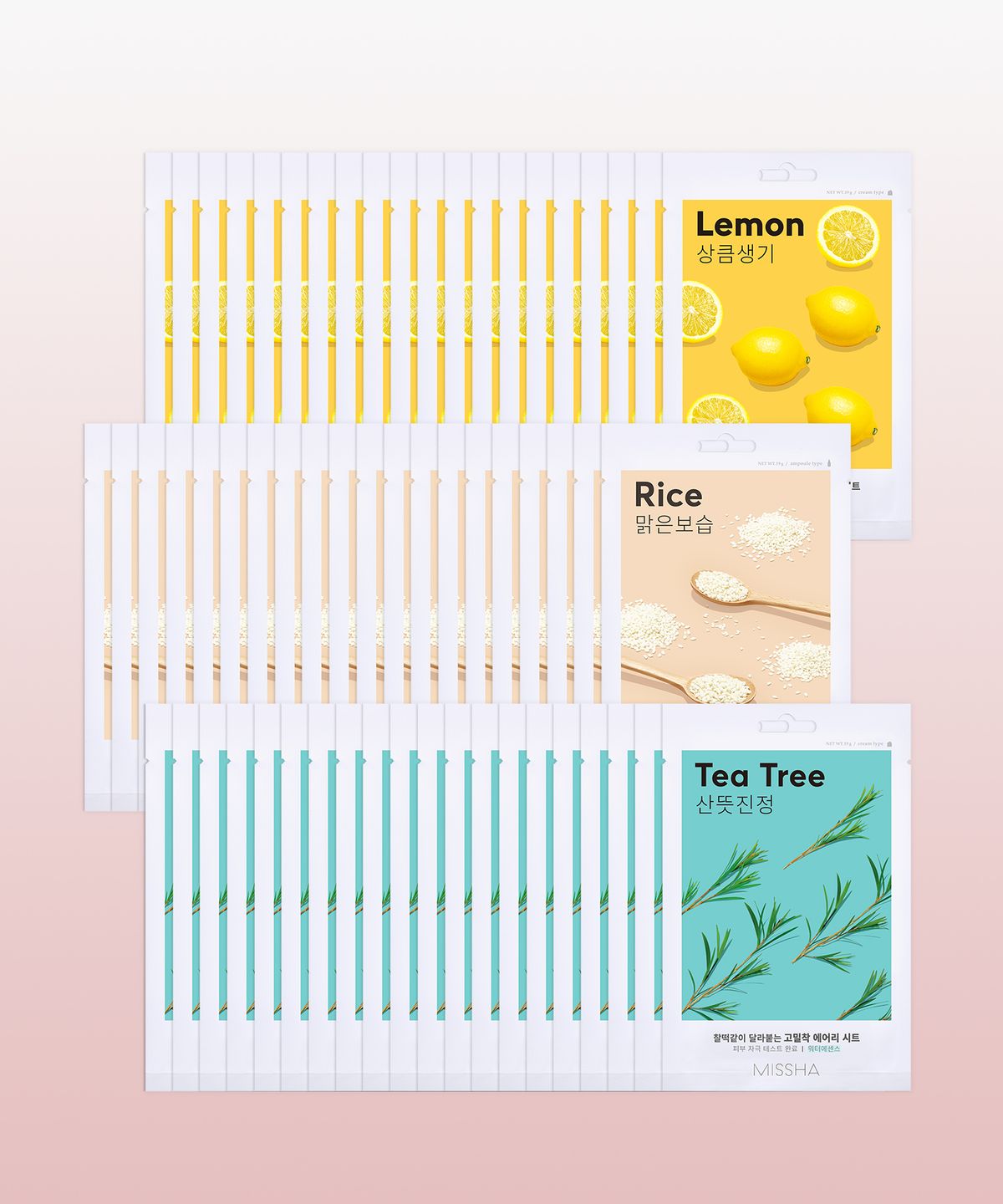 미샤(MISSHA) (40pack) 에어리 밀착 시트마스크(마스크팩) 12종 택2 (총 40팩)(+크림 15ml 추가증정)