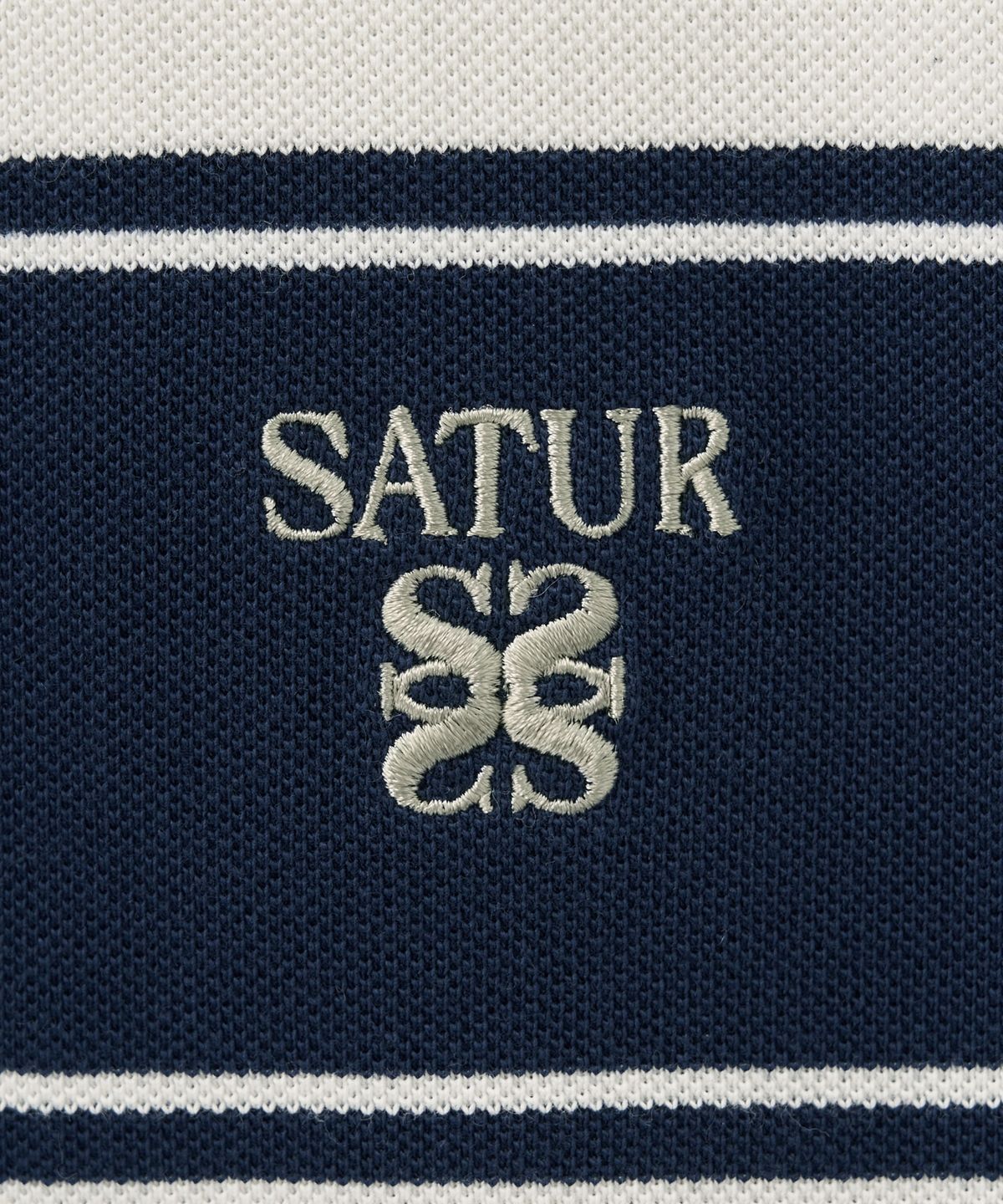 세터(SATUR) 럭비 스트라이프 피케 롱 슬리브 네이비