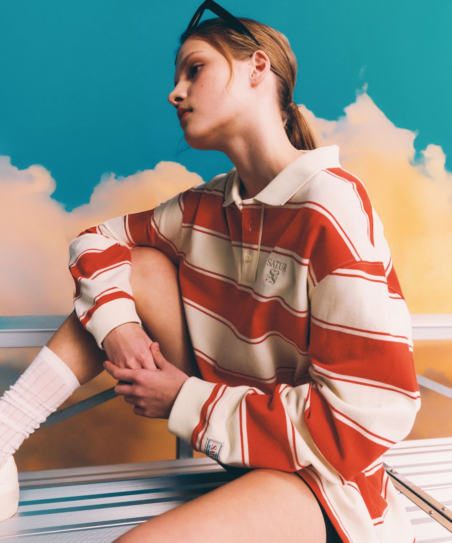 ◆25SS SATUR Rugby Stripe Pique Long Sleeve/4色◆ MUSINSA | SATUR Rugby Stripe Pique Long Sleeve Red