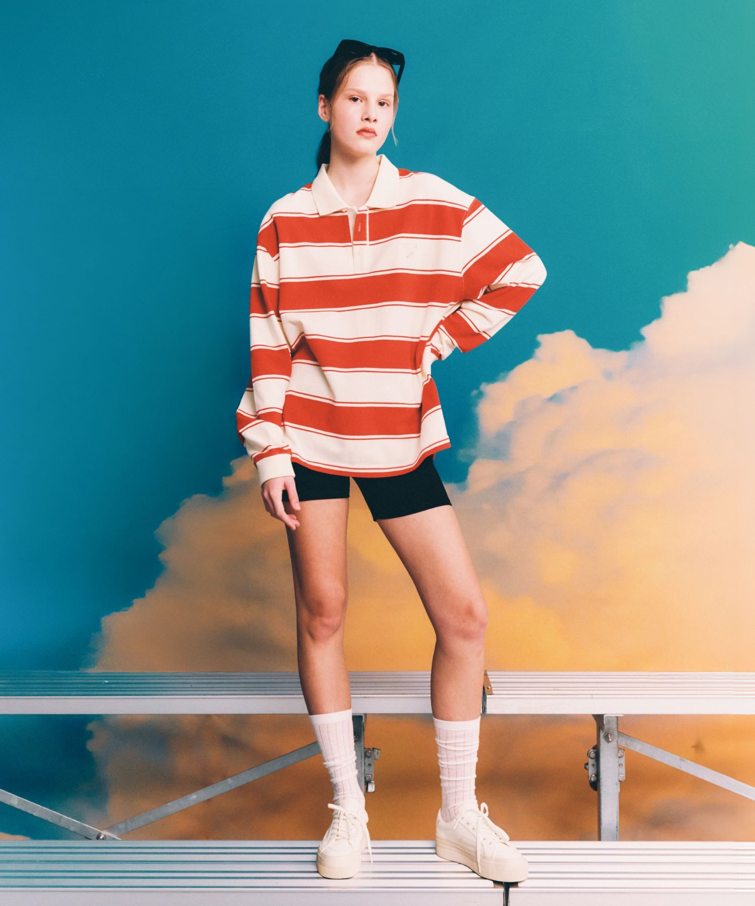 ◆25SS SATUR Rugby Stripe Pique Long Sleeve/4色◆ MUSINSA | SATUR Rugby Stripe Pique Long Sleeve Red