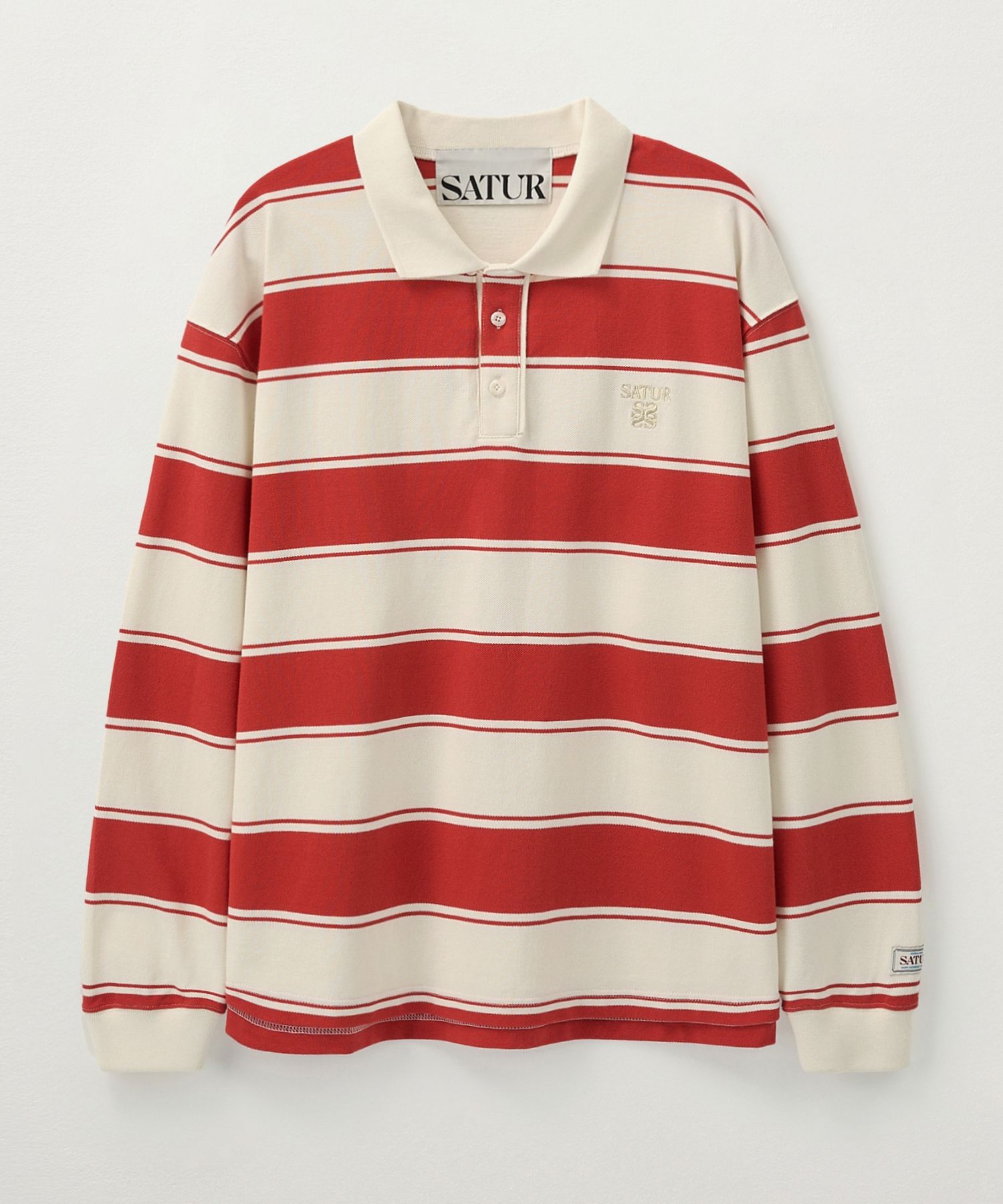 ◆25SS SATUR Rugby Stripe Pique Long Sleeve/4色◆ MUSINSA | SATUR Rugby Stripe Pique Long Sleeve Red