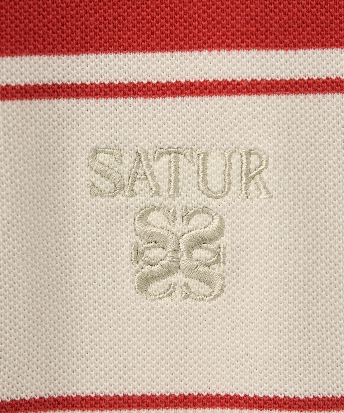세터(SATUR) 럭비 스트라이프 피케 롱 슬리브 레드