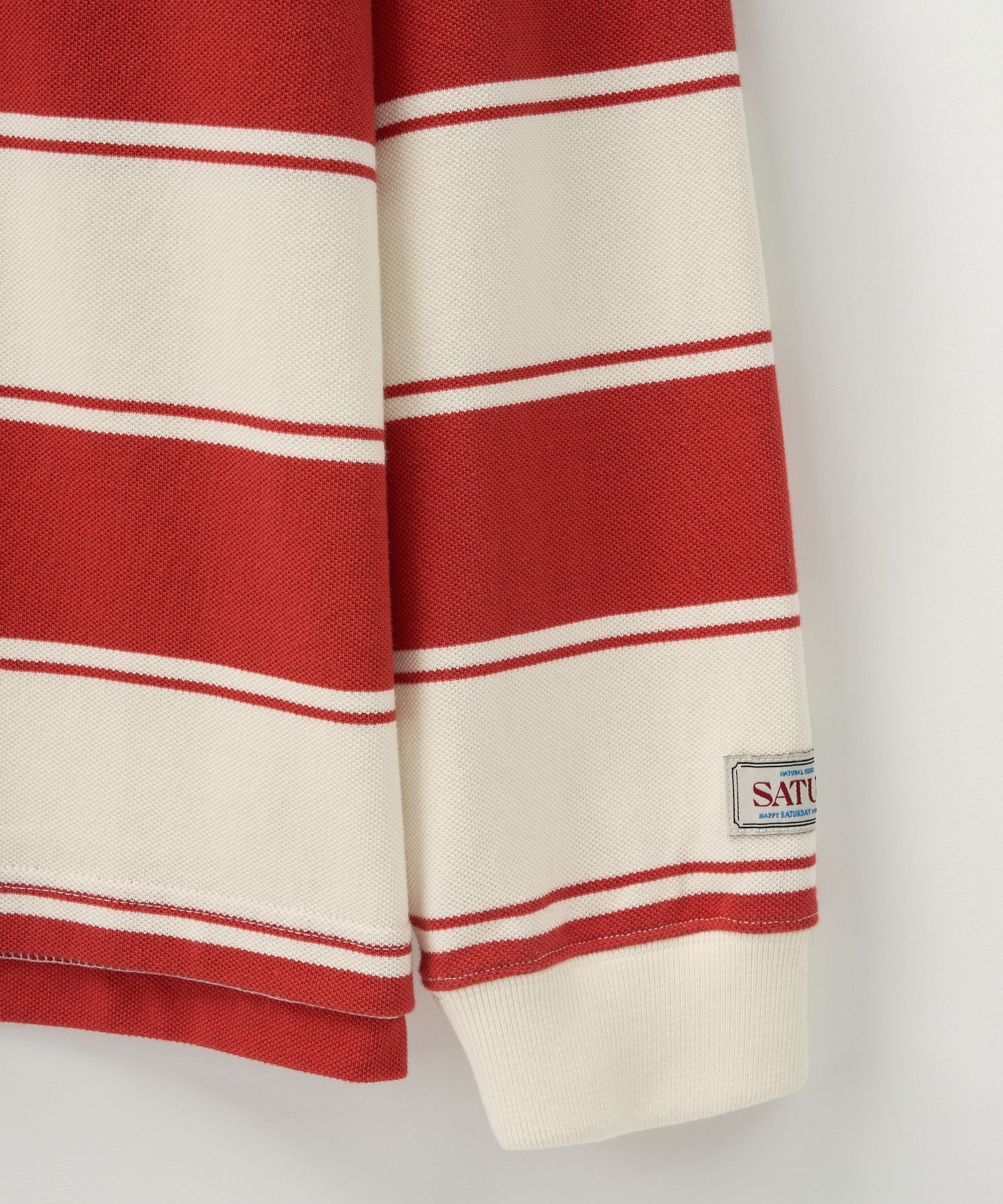 MUSINSA | SATUR Rugby Stripe Pique Long Sleeve Red