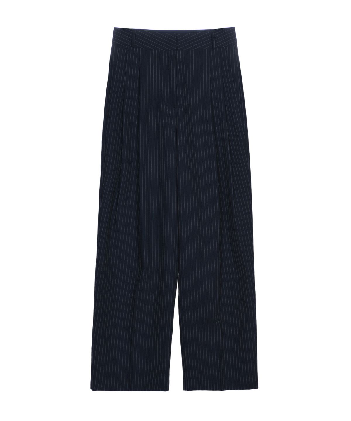 닉앤니콜(NICK&NICOLE) TAILORED STRIPE PINTUCK SLACKS_NAVY