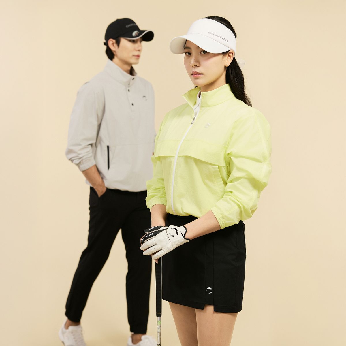 챌린저(CHALLENGER) 여성 루즈핏 하이넥 바람막이 자켓 옐로우