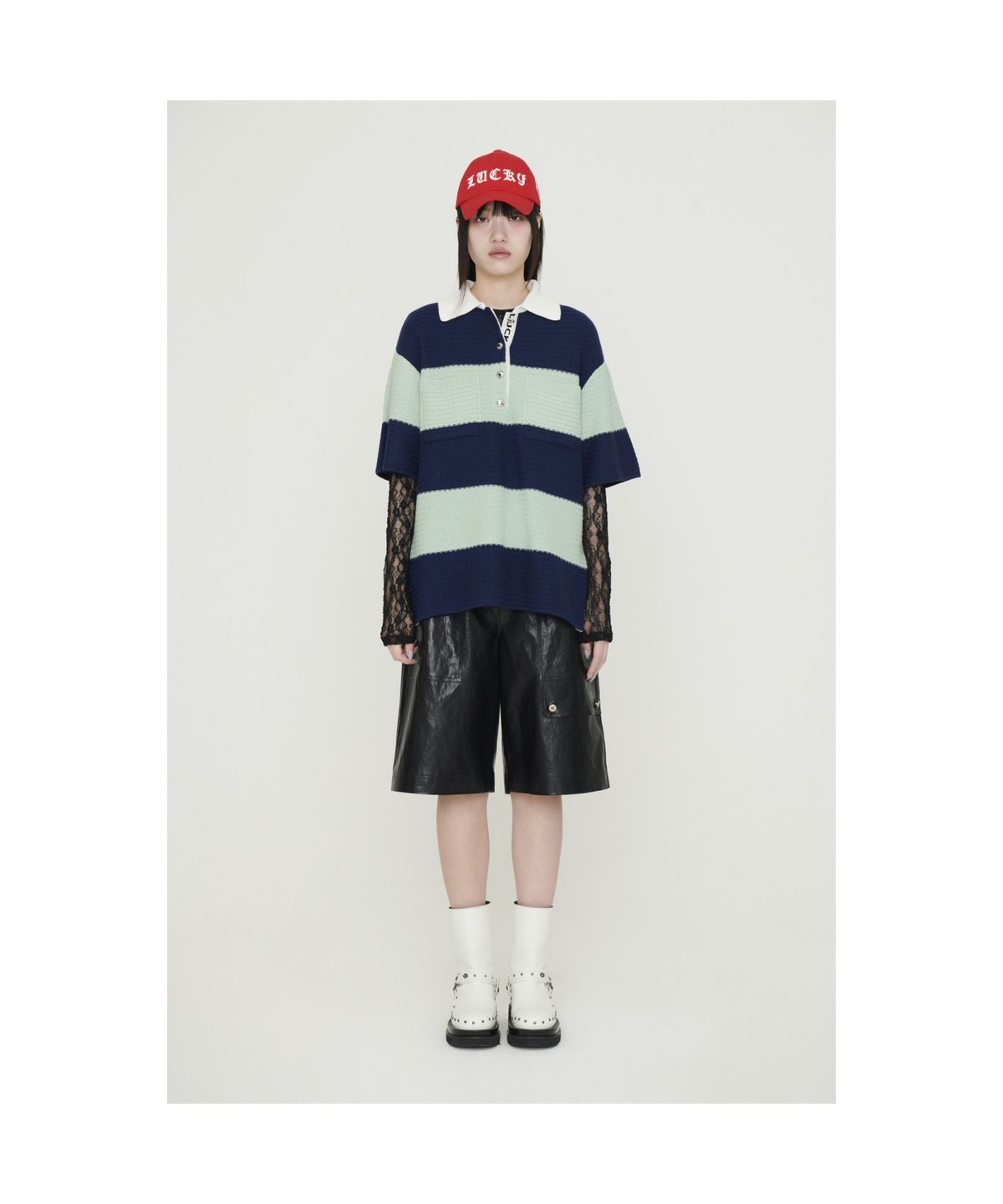 럭키슈에뜨(LUCKY CHOUETTE) Stripe Terry Knit Pullover (navy)_LFWAM25230NYX