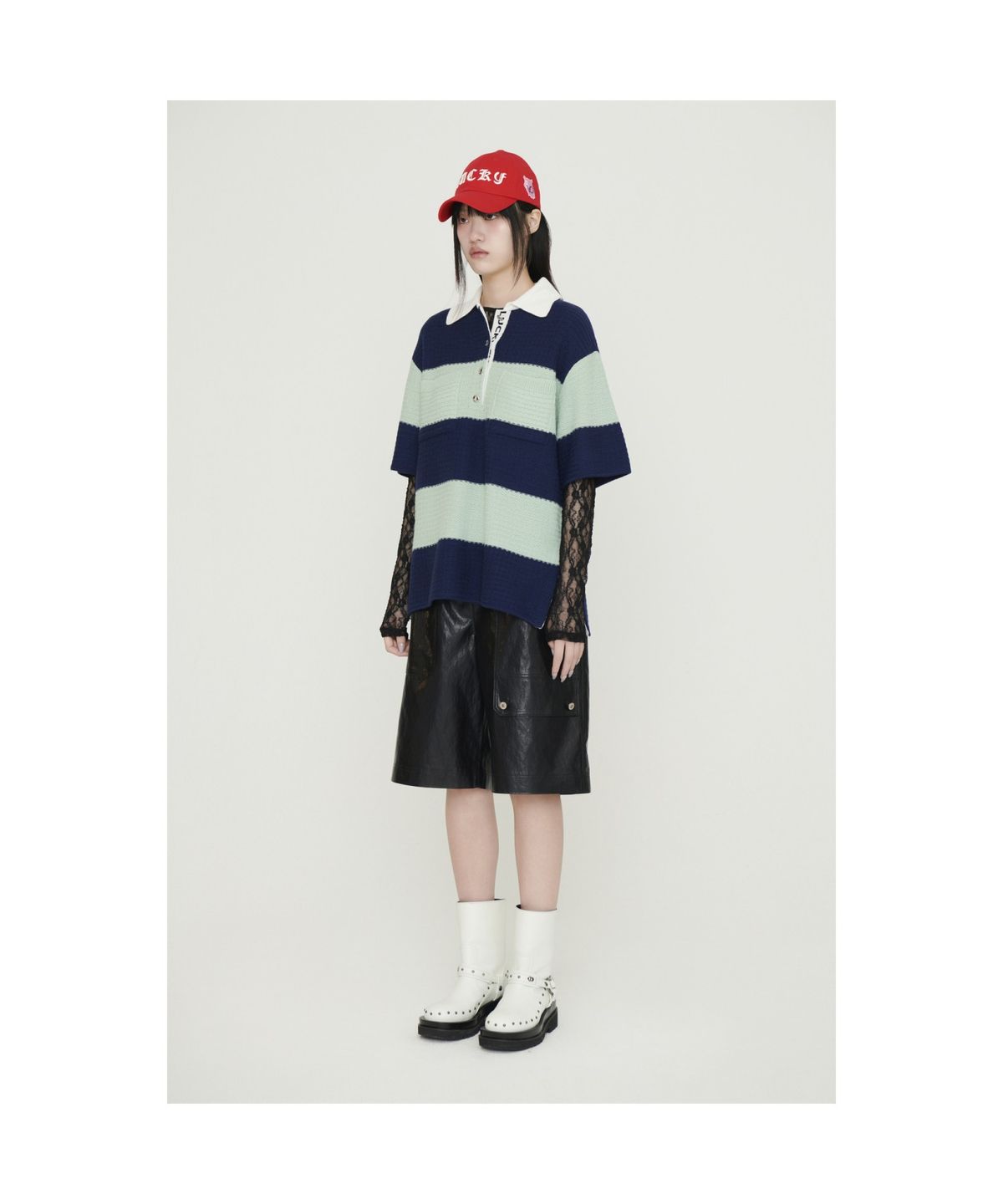 럭키슈에뜨(LUCKY CHOUETTE) Stripe Terry Knit Pullover (navy)_LFWAM25230NYX