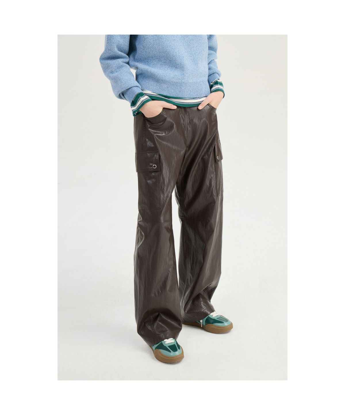 럭키슈에뜨(LUCKY CHOUETTE) Pocket Point Fake Leather Pants (brown)_LFPNS25240BRX