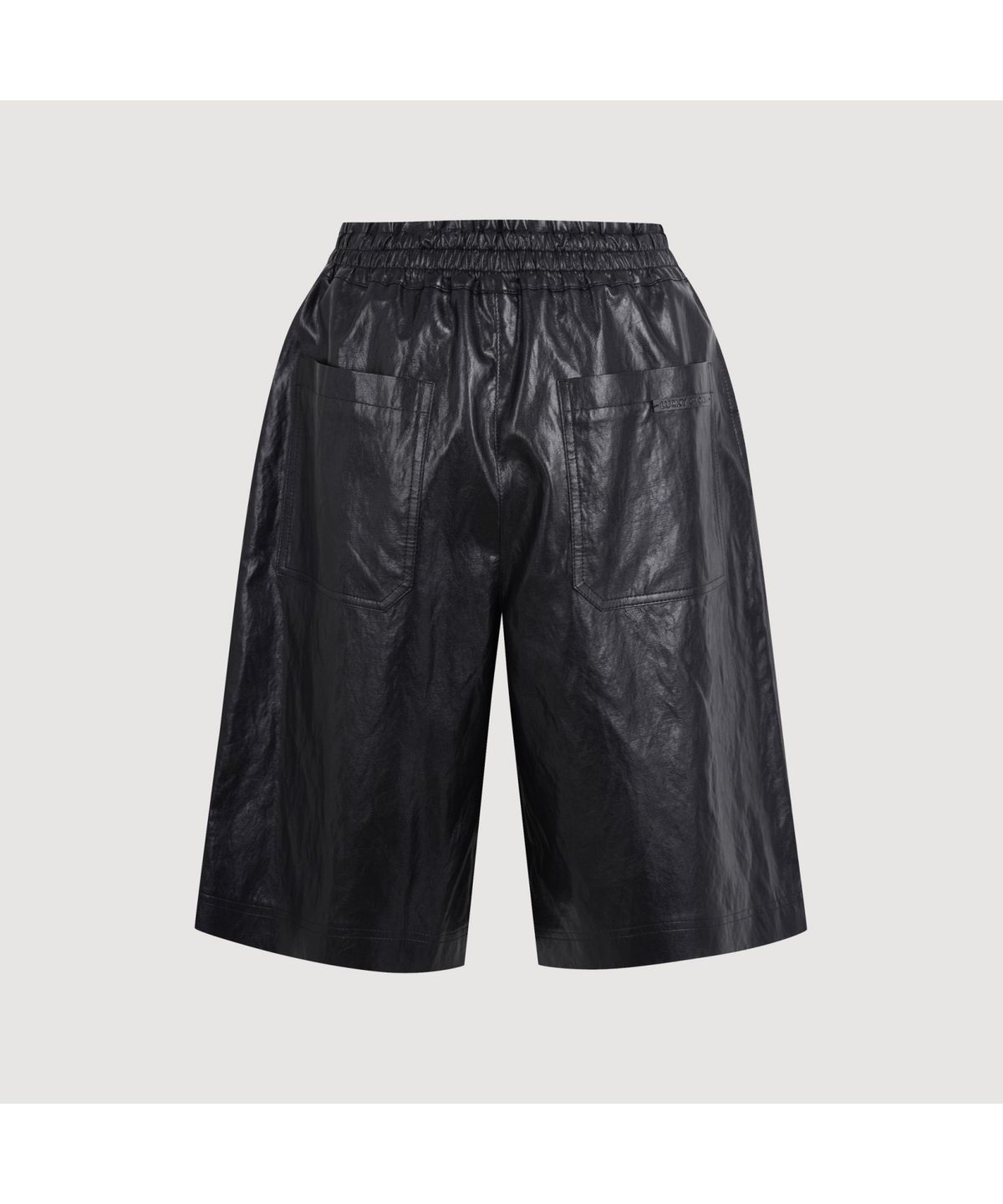 럭키슈에뜨(LUCKY CHOUETTE) Fake Leather Back Banding Midi Pants (black)_LFPOM25220BKX