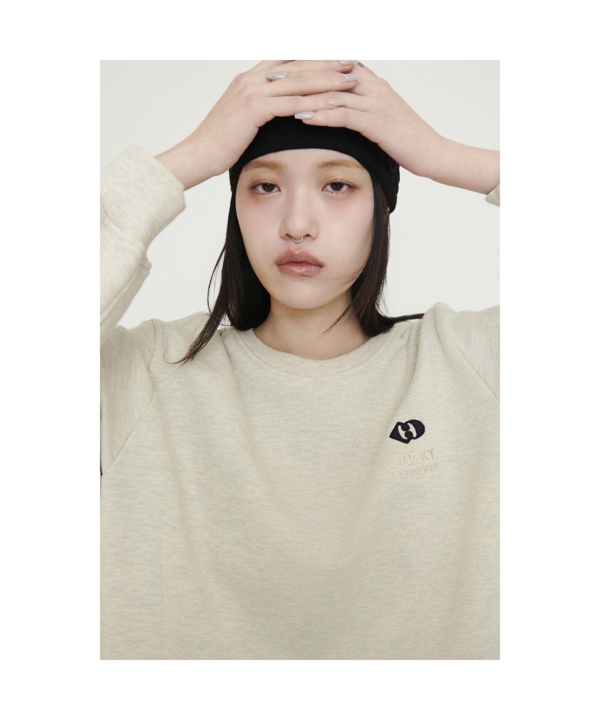 럭키슈에뜨(LUCKY CHOUETTE) Checkered Woven Mix Jersey Dress (oatmeal)_LFDAS25220OTM
