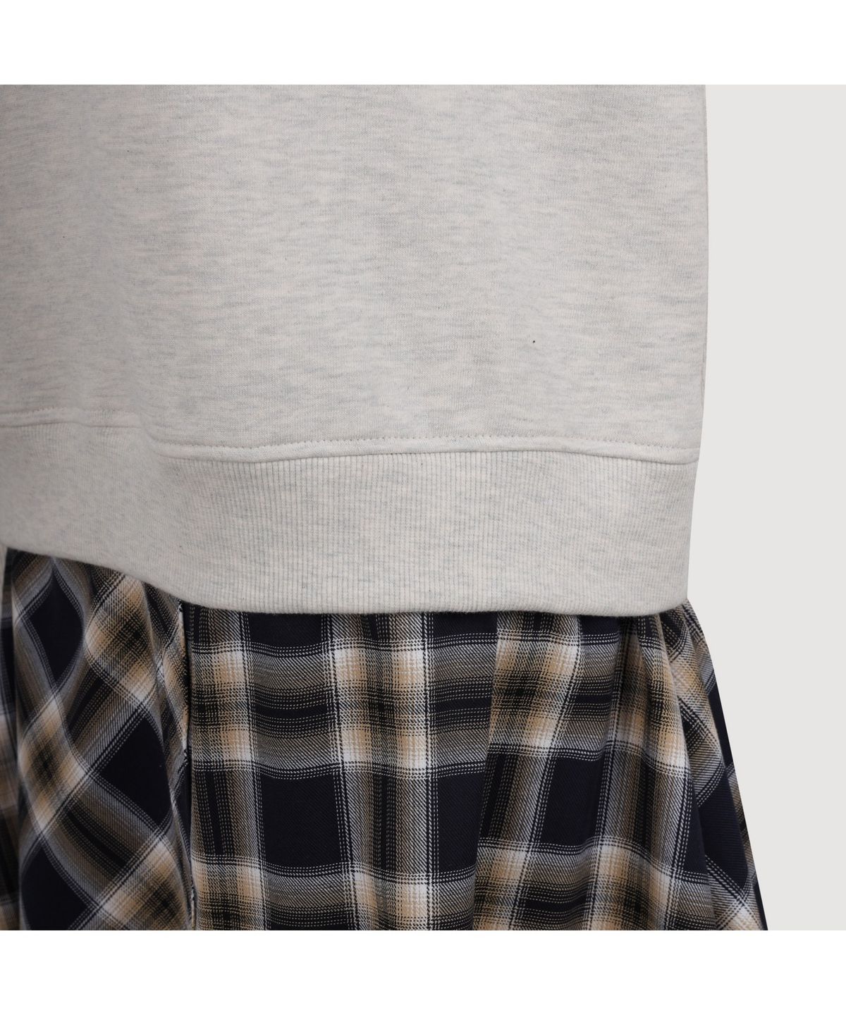 럭키슈에뜨(LUCKY CHOUETTE) Checkered Woven Mix Jersey Dress (oatmeal)_LFDAS25220OTM