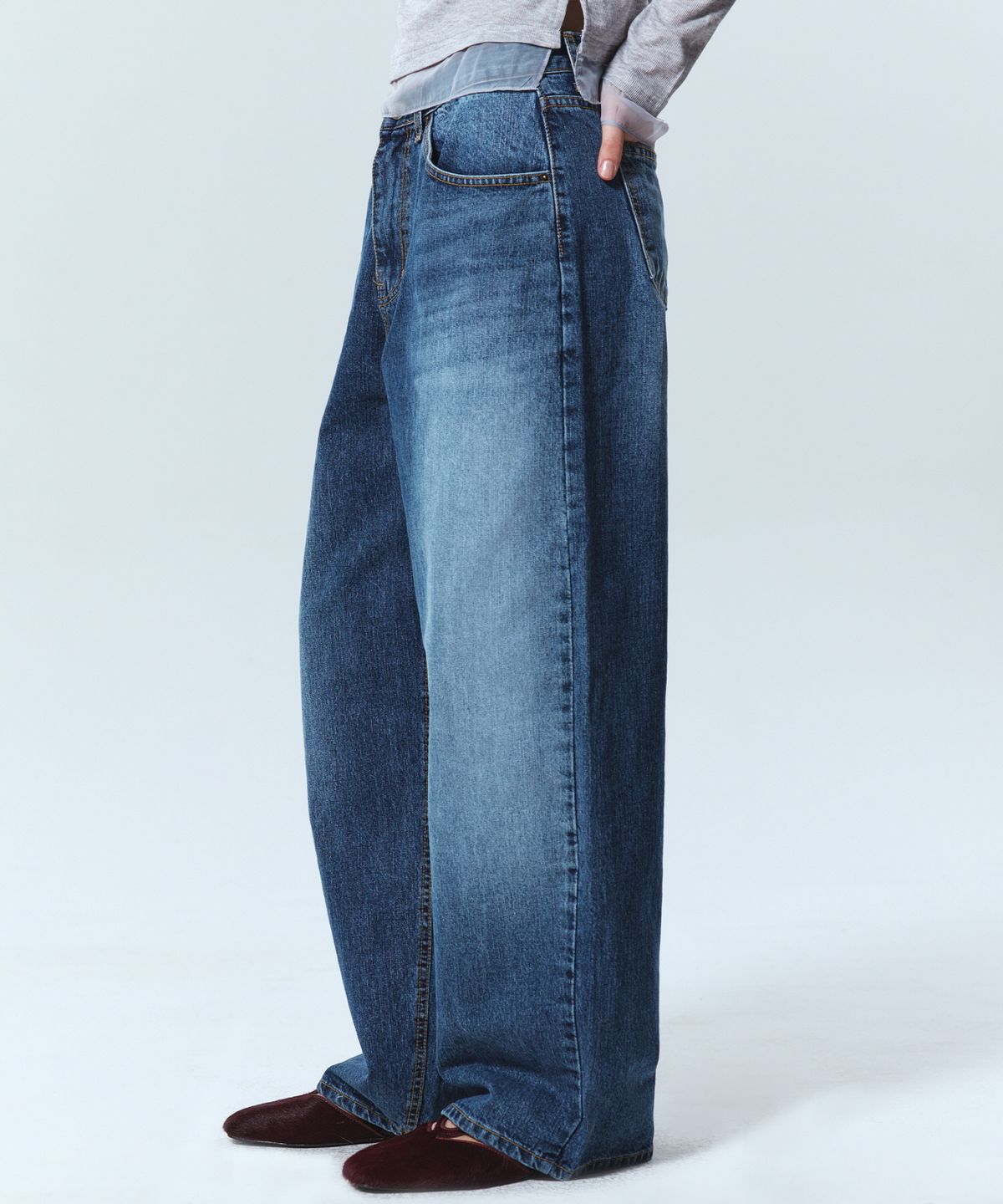 닉앤니콜(NICK&NICOLE) WIDE WASHED DENIM PANTS_BLUE