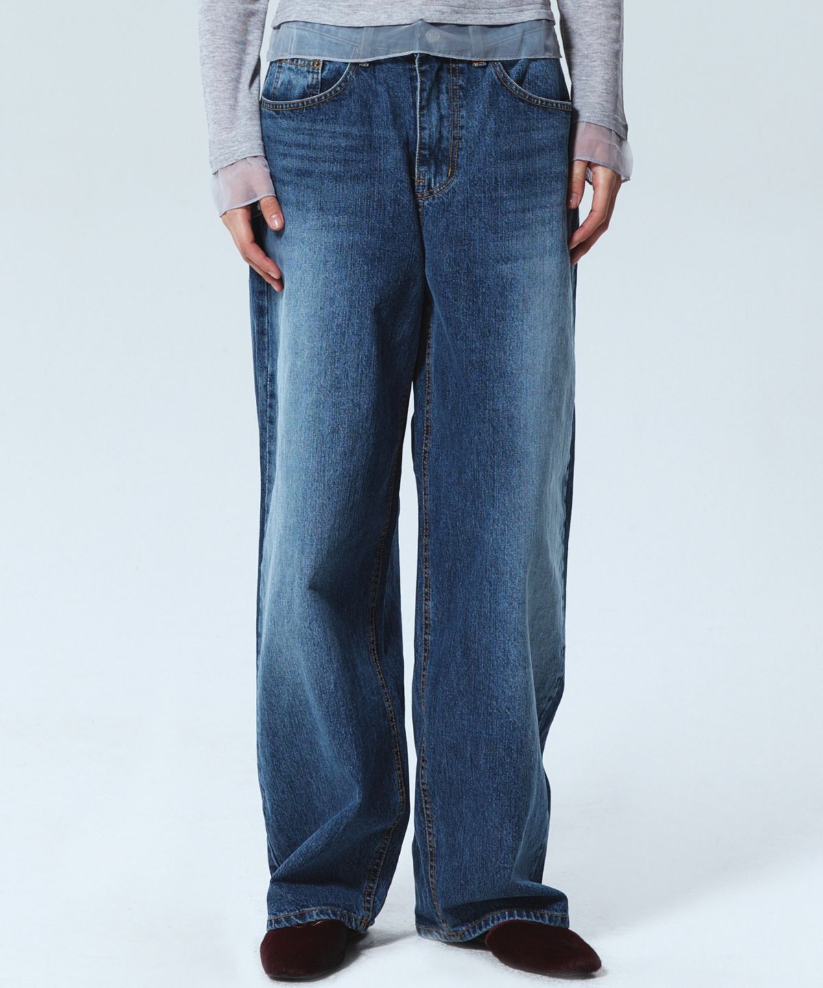 닉앤니콜(NICK&NICOLE) WIDE WASHED DENIM PANTS_BLUE