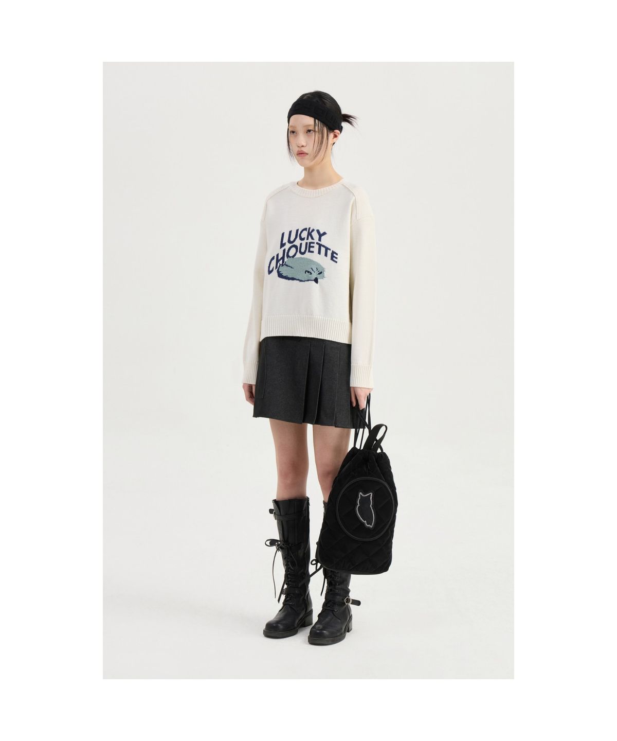 럭키슈에뜨(LUCKY CHOUETTE) U-neck Sleeveless Mini Dress (black)_LFDAS25240BKX