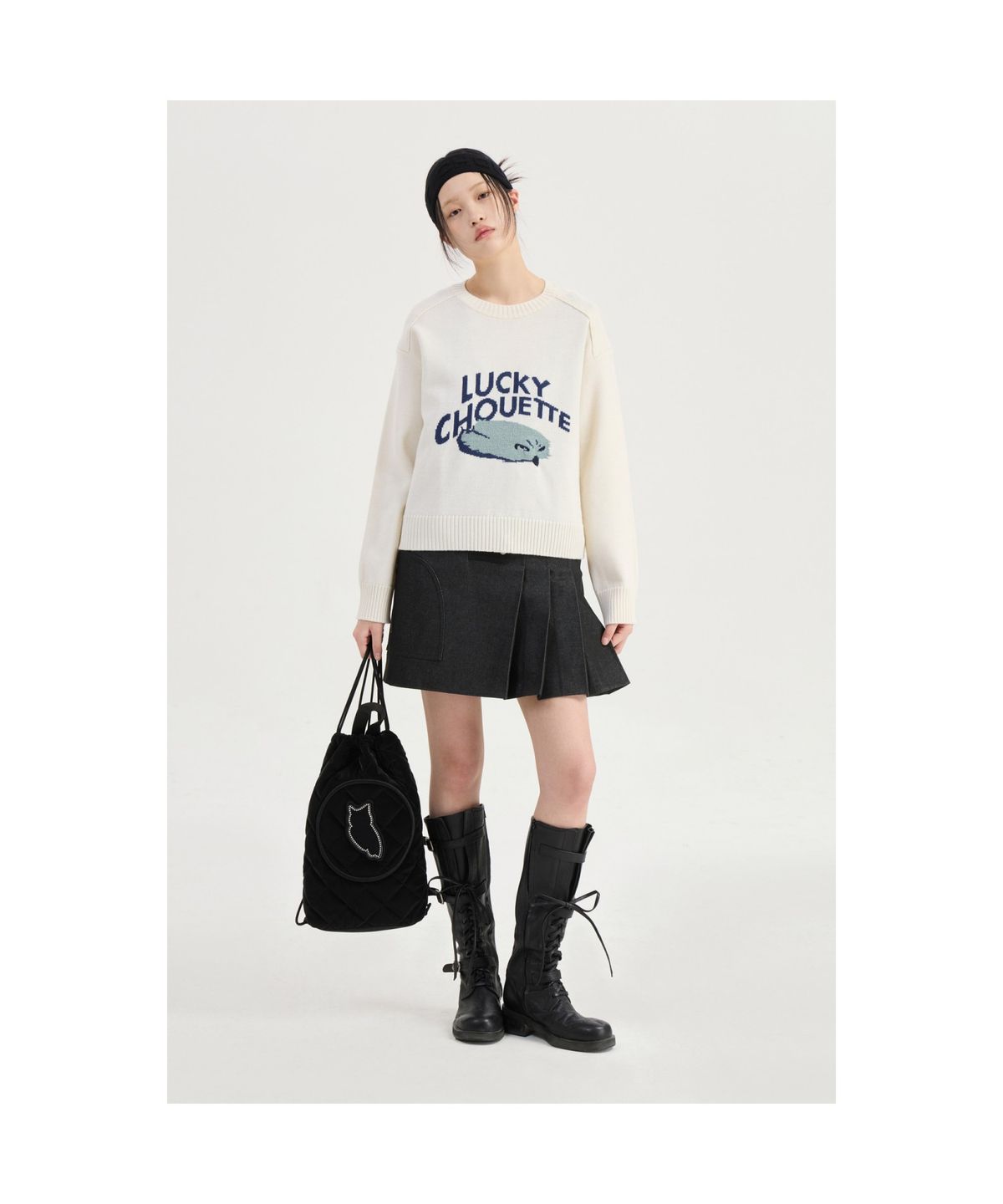 럭키슈에뜨(LUCKY CHOUETTE) U-neck Sleeveless Mini Dress (black)_LFDAS25240BKX
