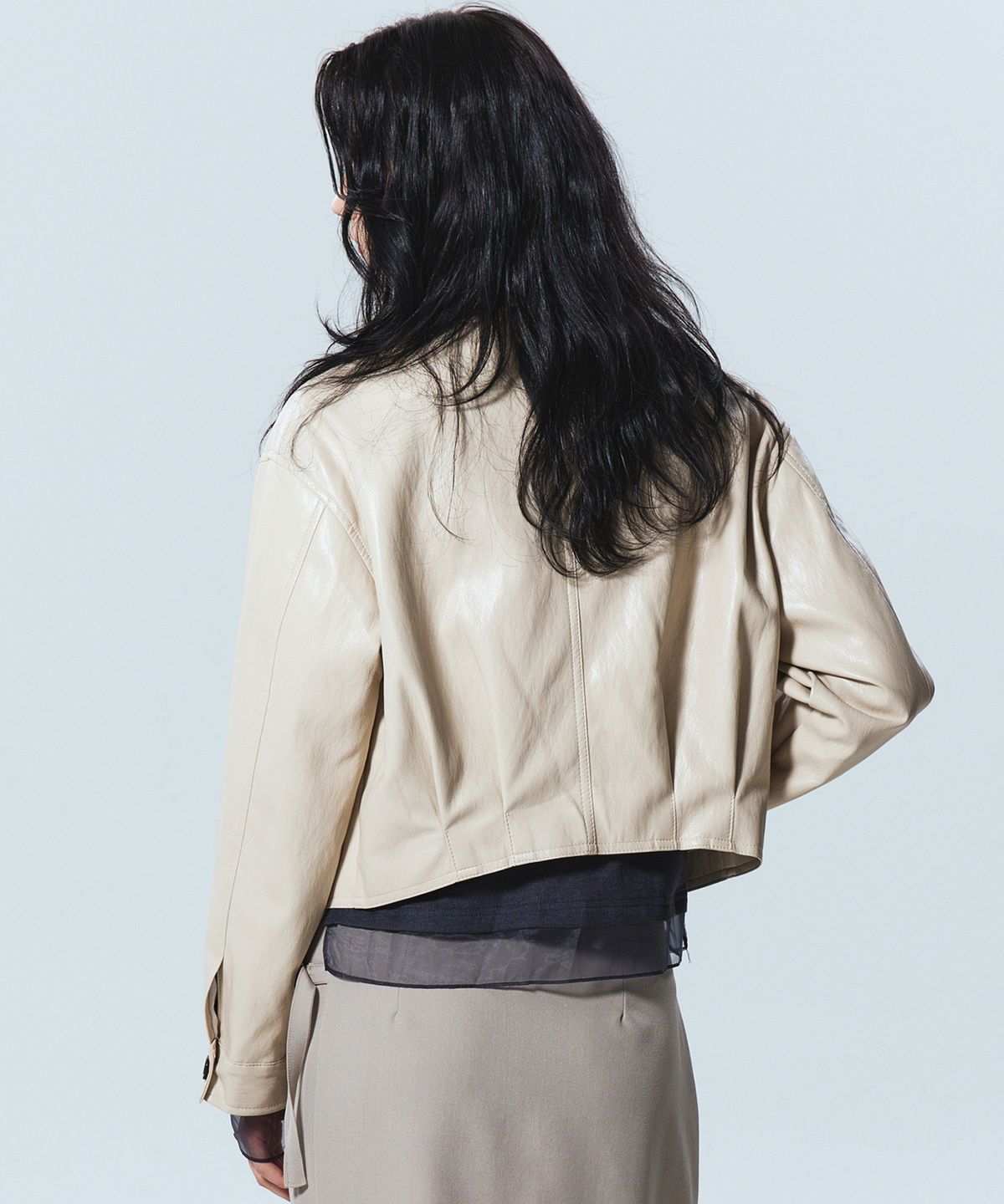 닉앤니콜(NICK&NICOLE) CUTING LINE LEATHER JACKET_CREAM