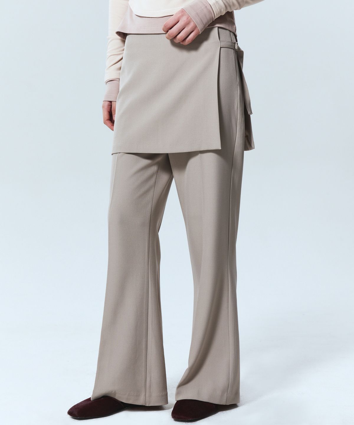닉앤니콜(NICK&NICOLE) BOOTCUT LAYERED PANTSKIRT_BEIGE