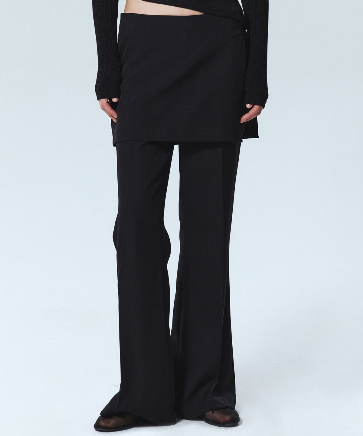 닉앤니콜(NICK&NICOLE) BOOTCUT LAYERED PANTSKIRT_BLACK