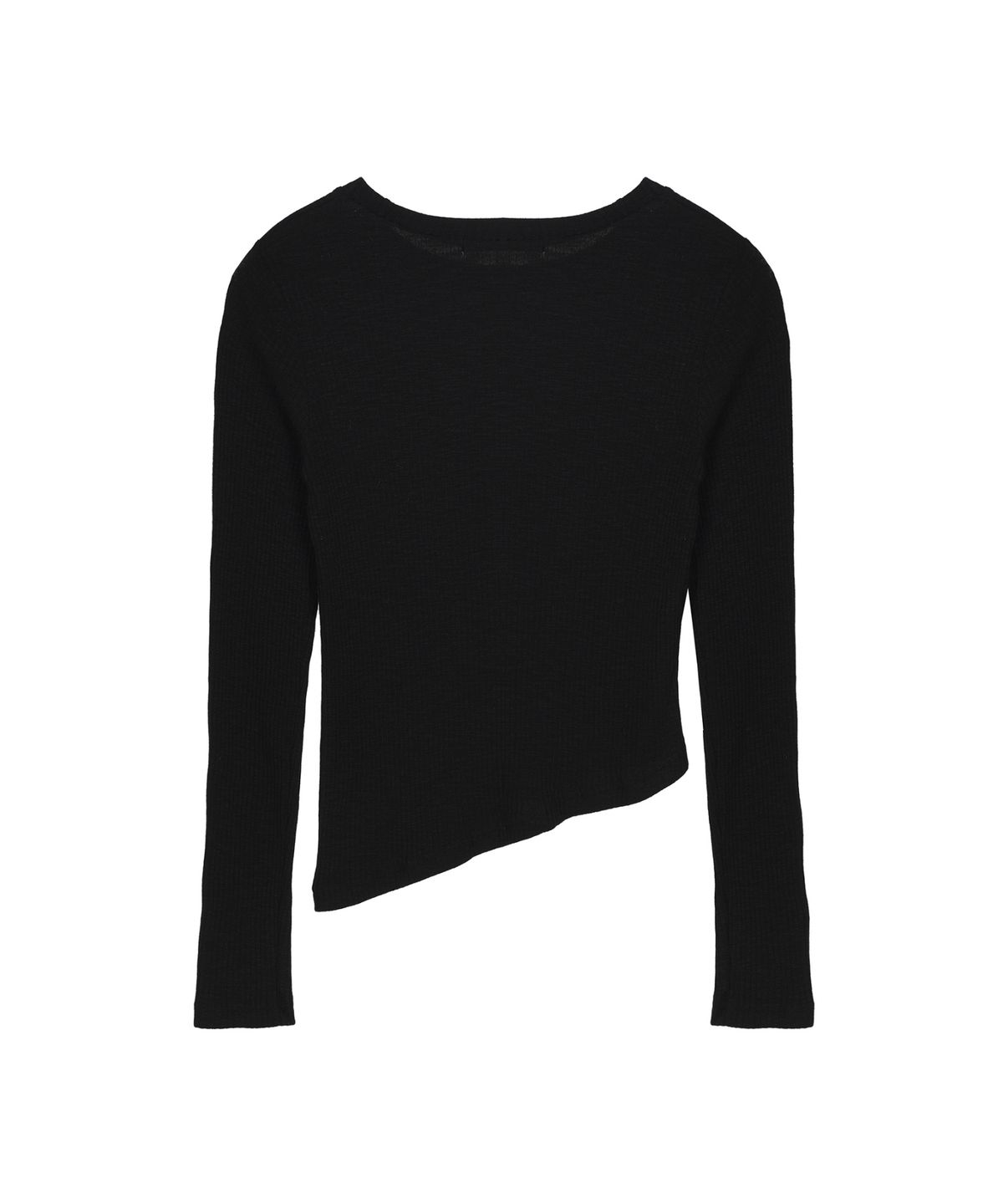 닉앤니콜(NICK&NICOLE) OBLIQUE LINE LONG SLEEVE TOP_BLACK