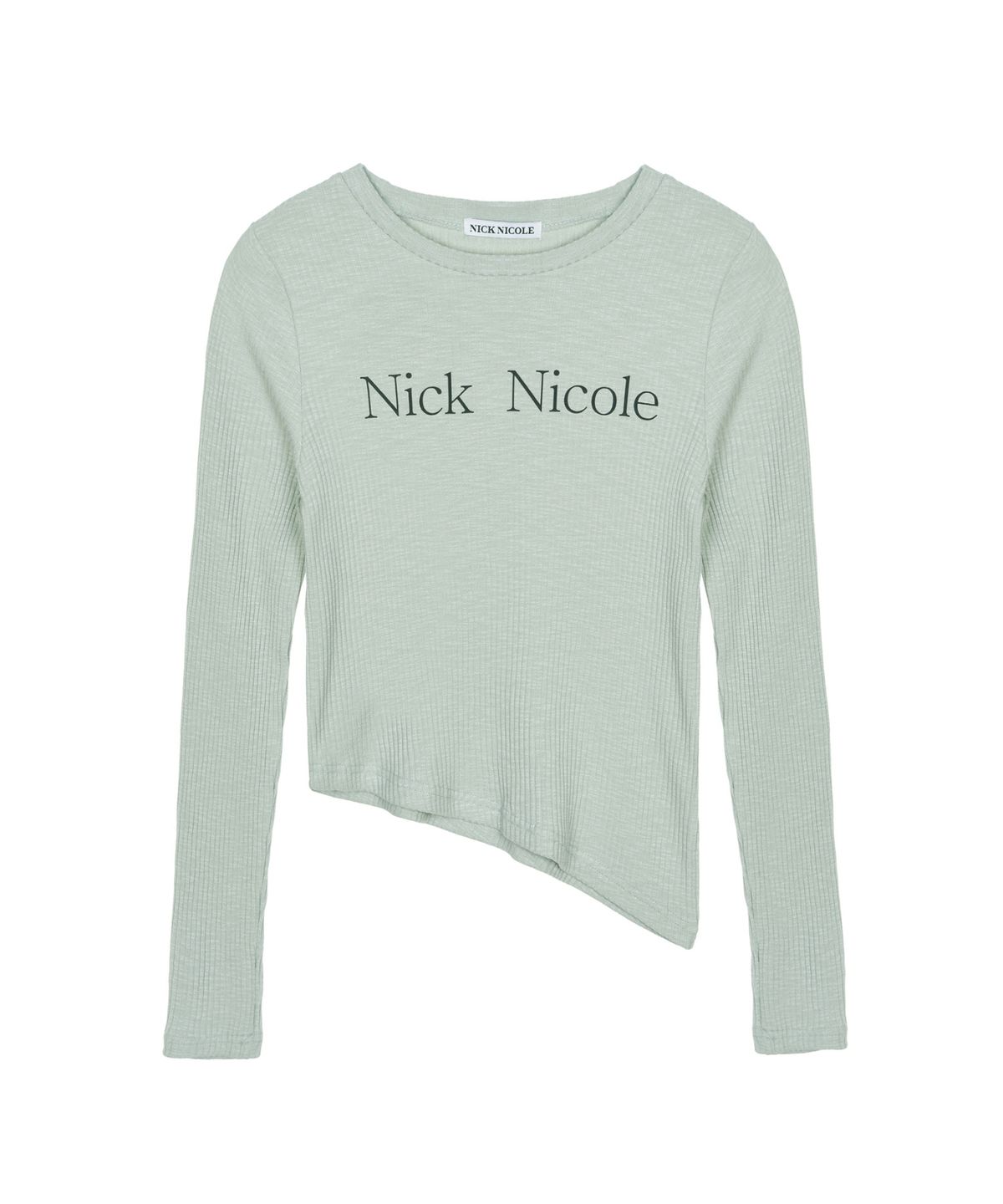 닉앤니콜(NICK&NICOLE) OBLIQUE LINE LONG SLEEVE TOP_MINT