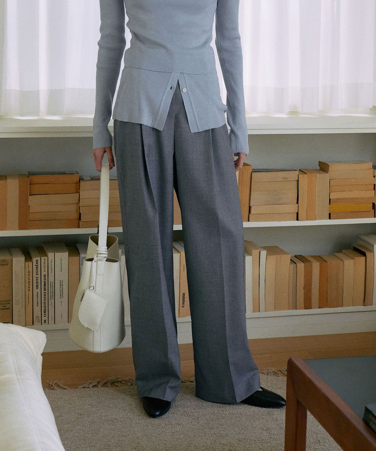 라메레이(LAMEREI) One-Tuck Wide Slacks[LMBESPPT5503]-Gray