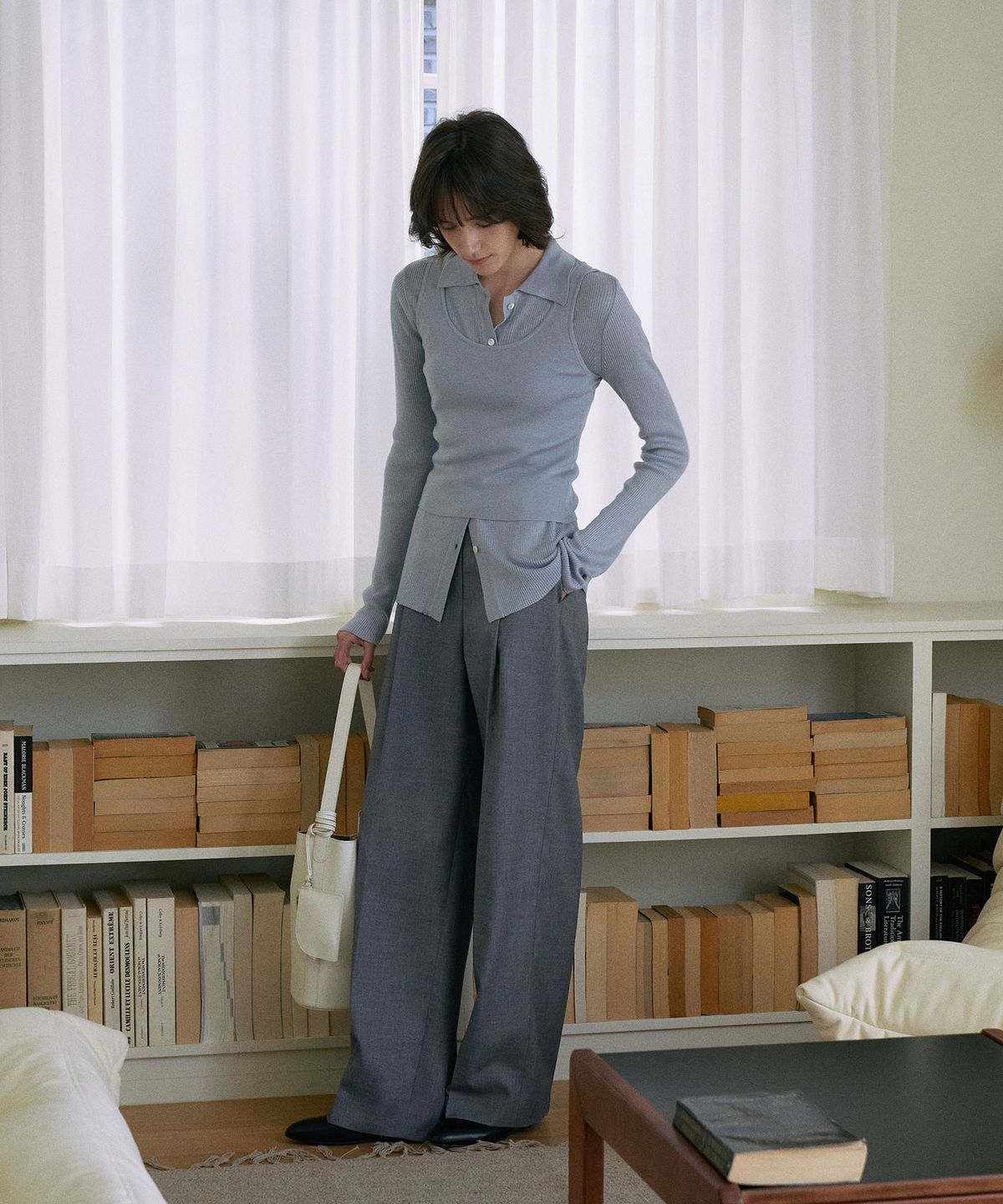 라메레이(LAMEREI) One-Tuck Wide Slacks[LMBESPPT5503]-Gray