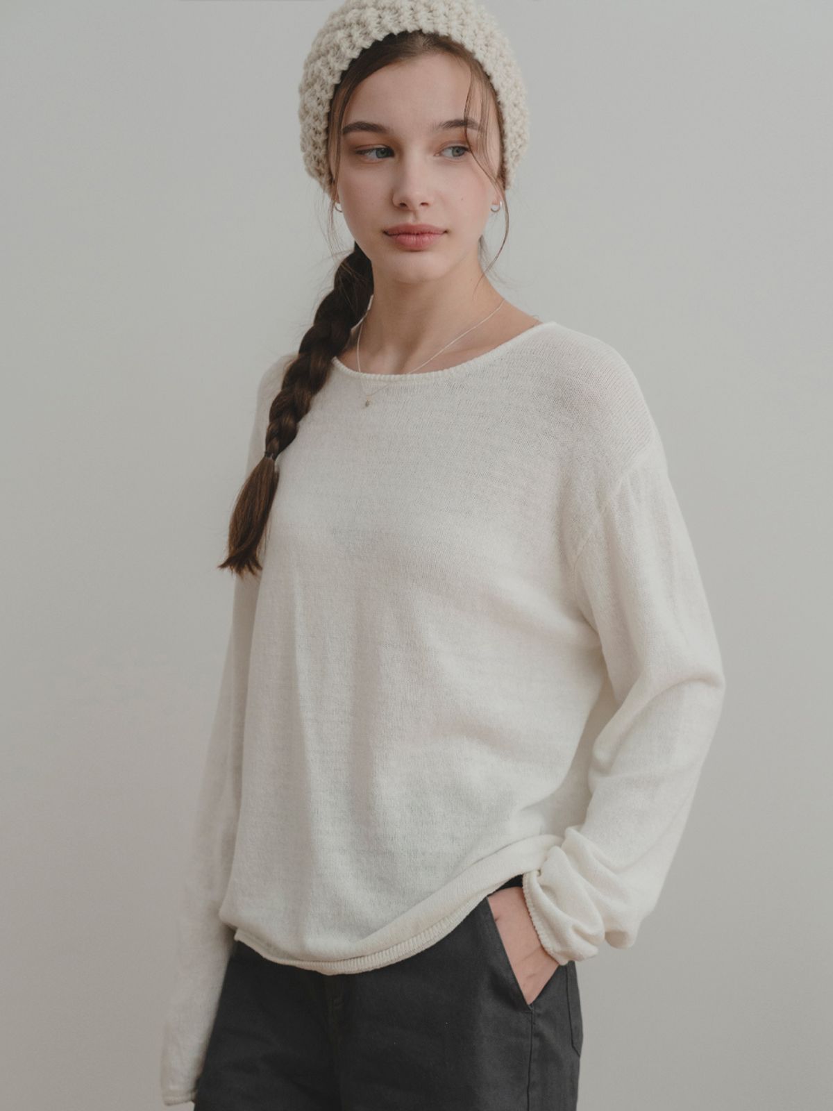 더미튼(THEMITTEN) Souffle round knit (ivory)