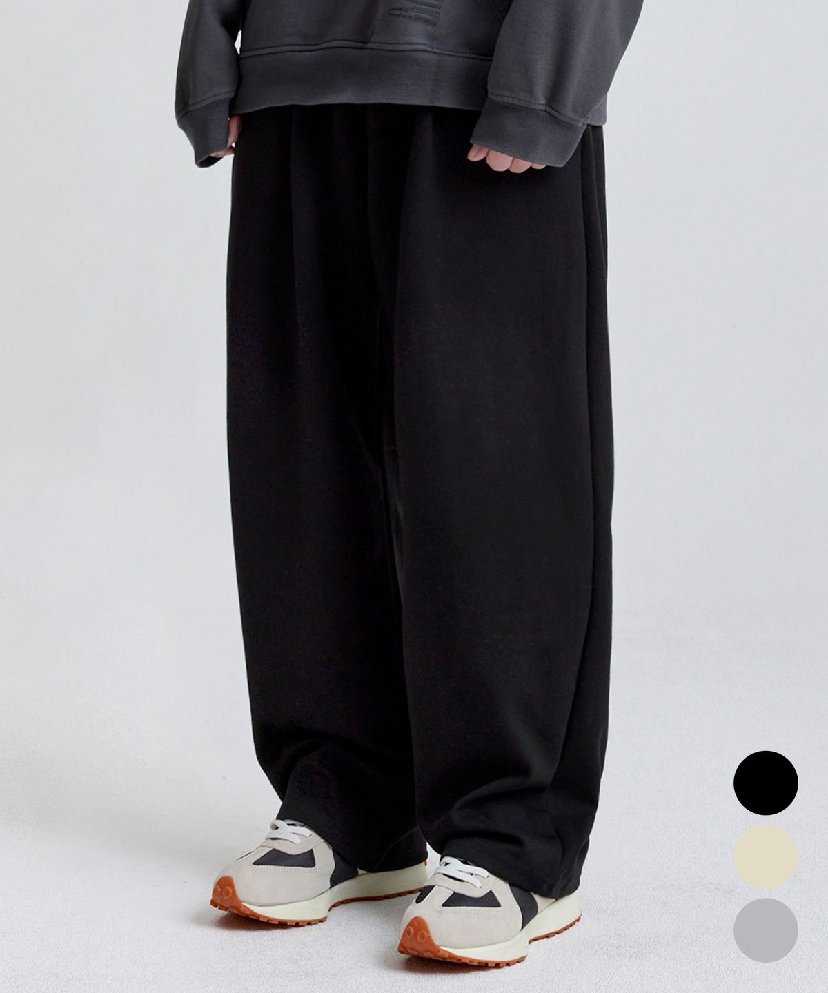 난데(NANDE) [기모 or 논기모] 원턱 와이드 스웨트 팬츠 3color