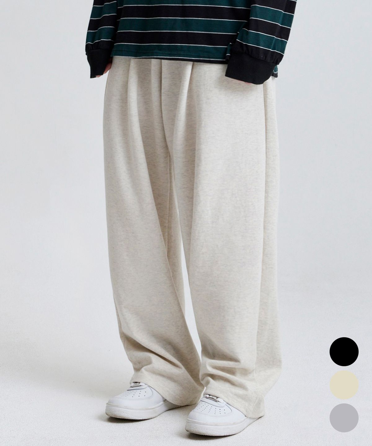 난데(NANDE) [기모 or 논기모] 원턱 와이드 스웨트 팬츠 3color