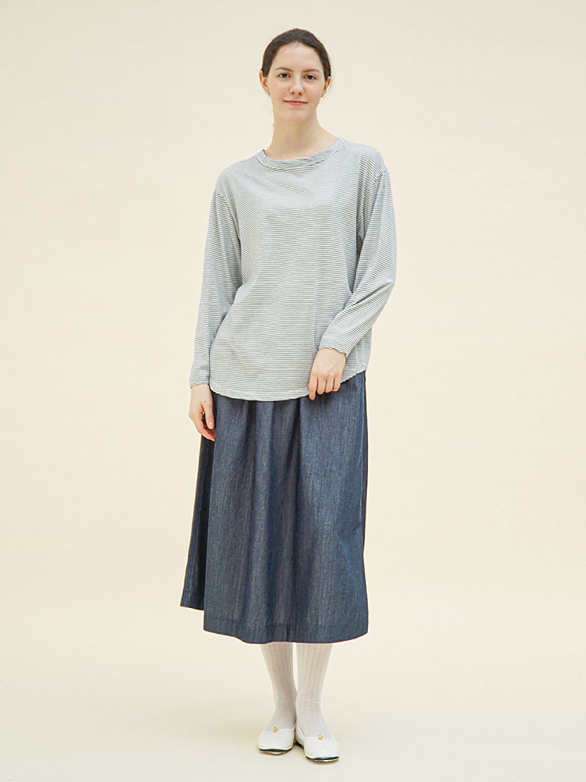 치키타(CHIQUITA) [25봄] 스트라이프 9부 T 블루 251607TBL