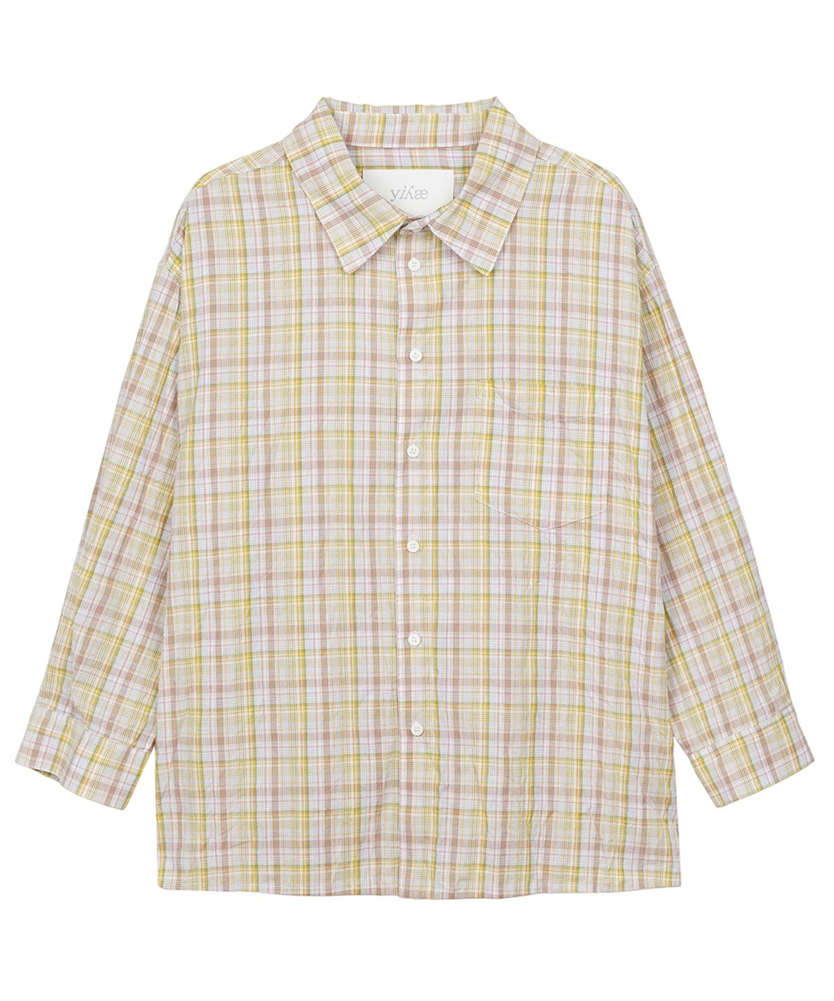 이예(YIYAE) Crinkled Check Shirts Yellow