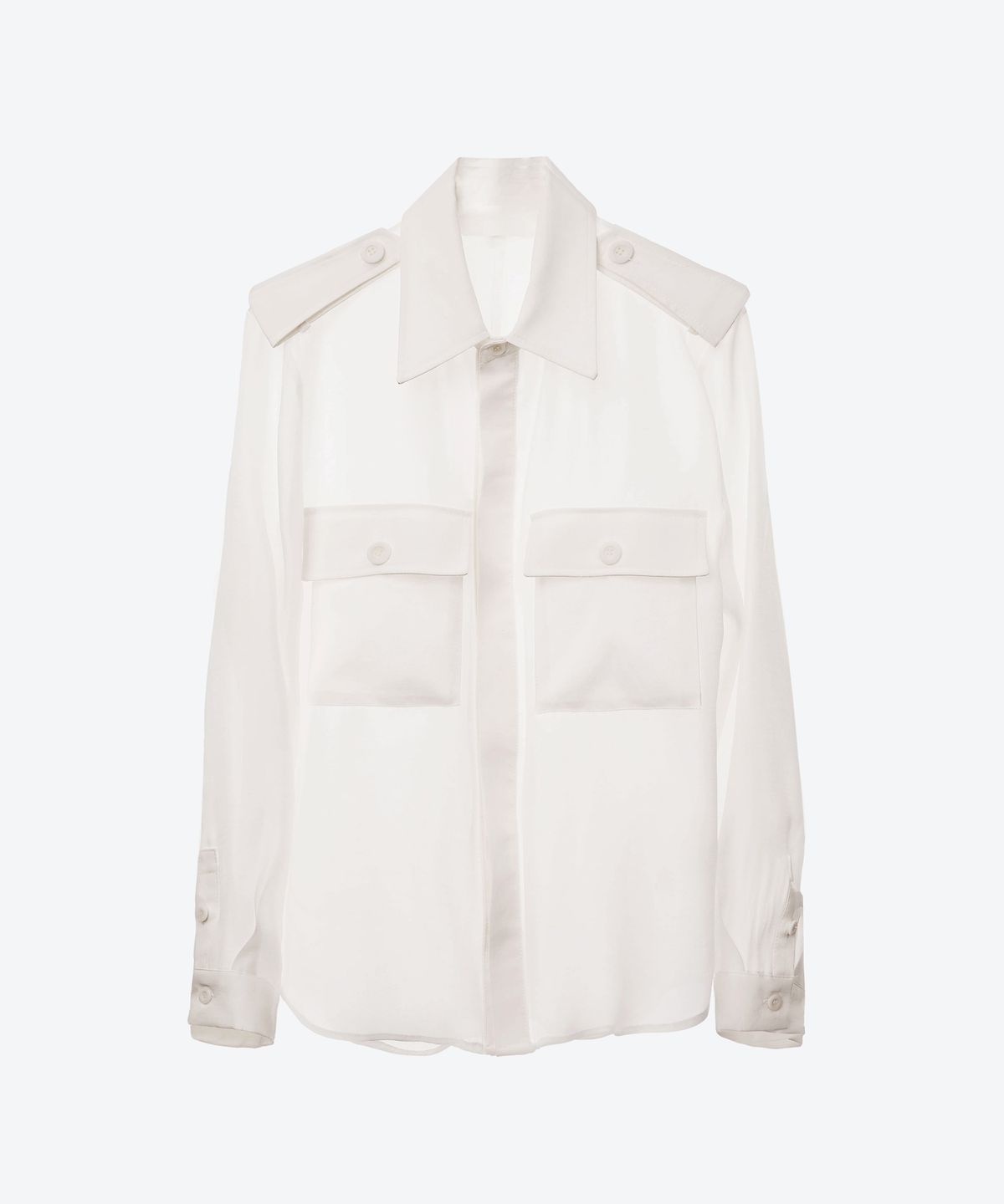 언티지(UNTAGE) 세미 시어 사파리 셔츠[White(UNISEX)]_UTS-FS77