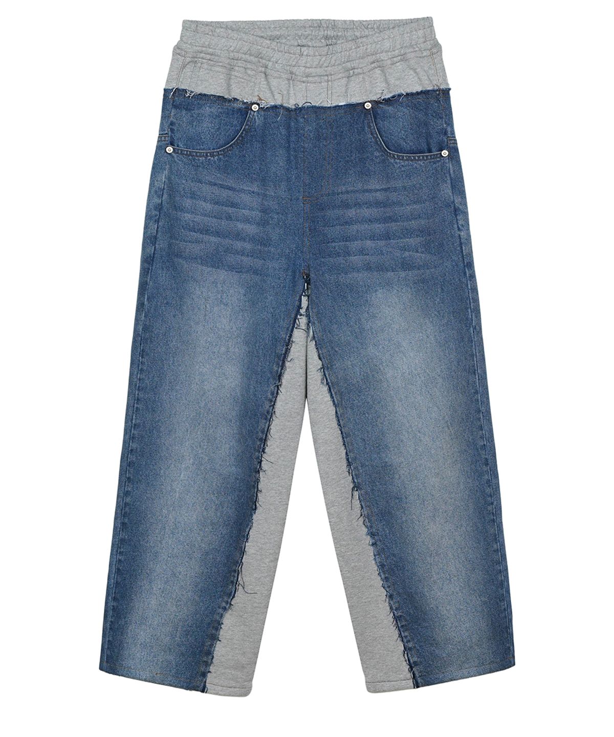 이예(YIYAE) Layered Cut-up Denim Pants Blue