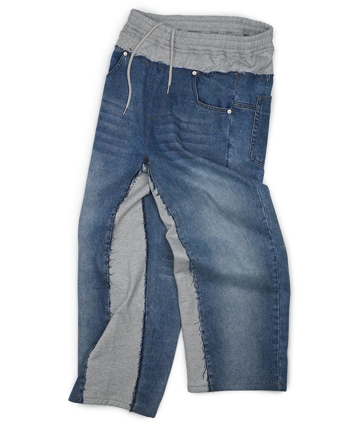 이예(YIYAE) Layered Cut-up Denim Pants Blue