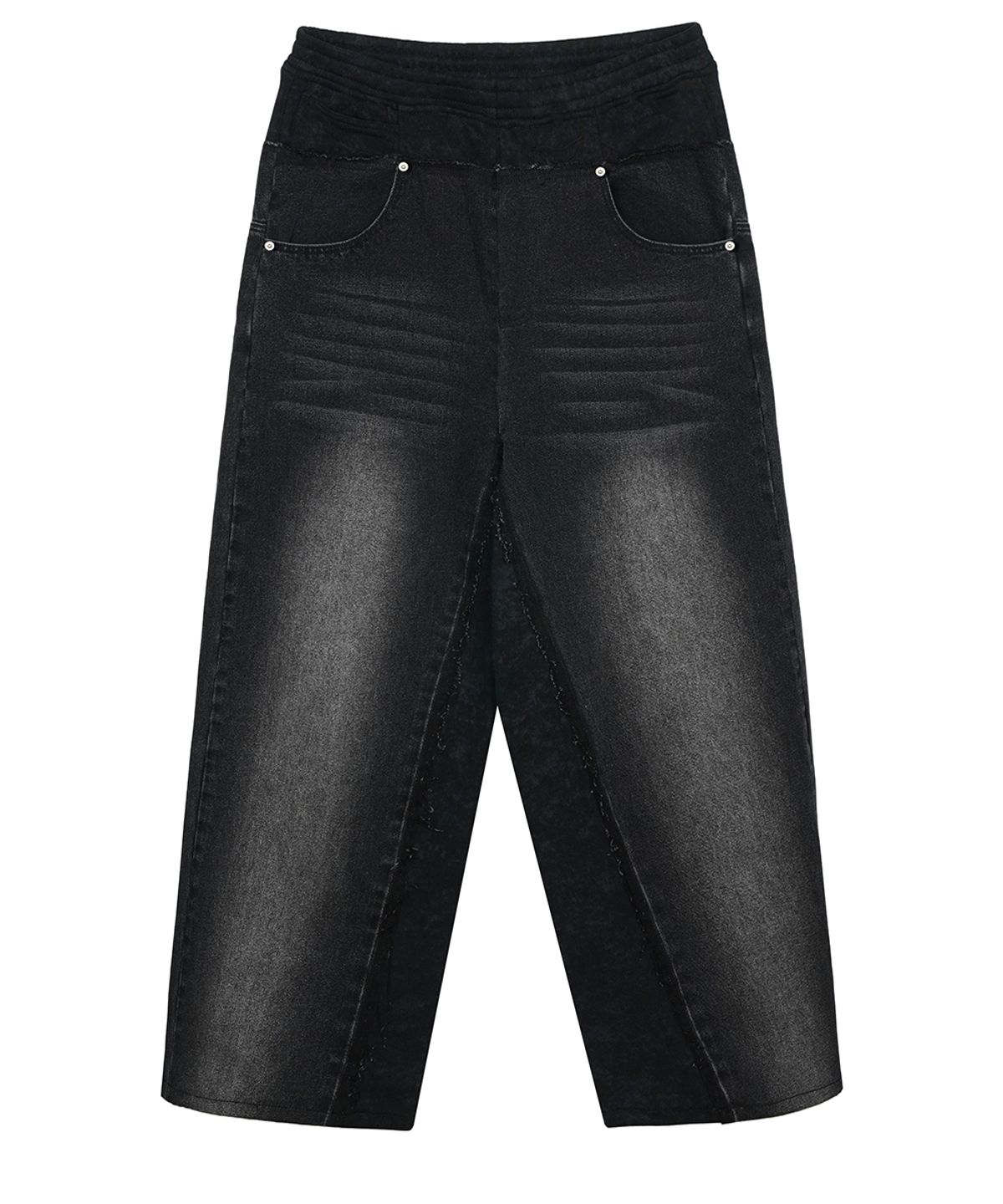 이예(YIYAE) Layered Cut-up Denim Pants Black