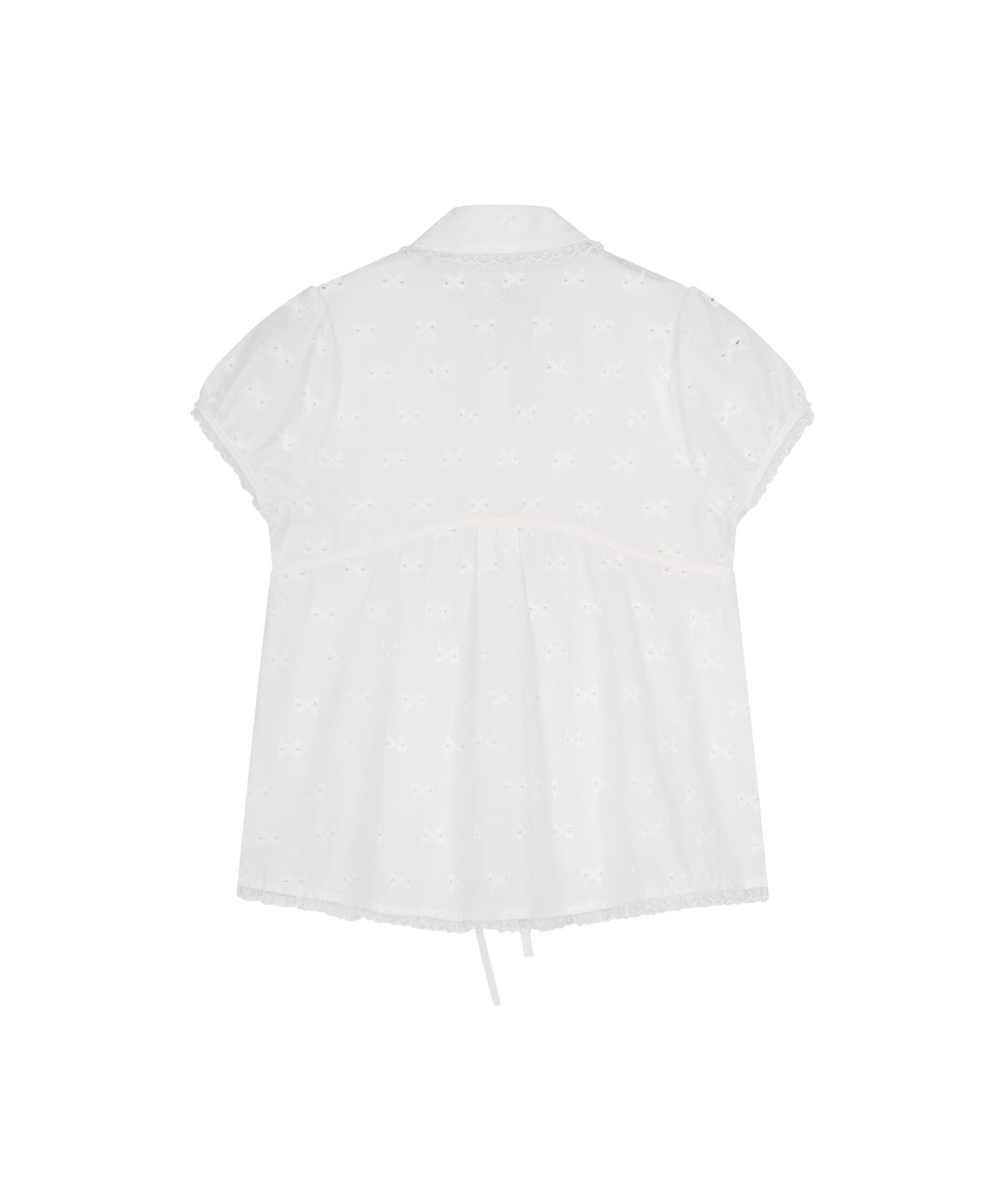 카시코(KASHIKO) Puff Sleeve Lace Shirt White