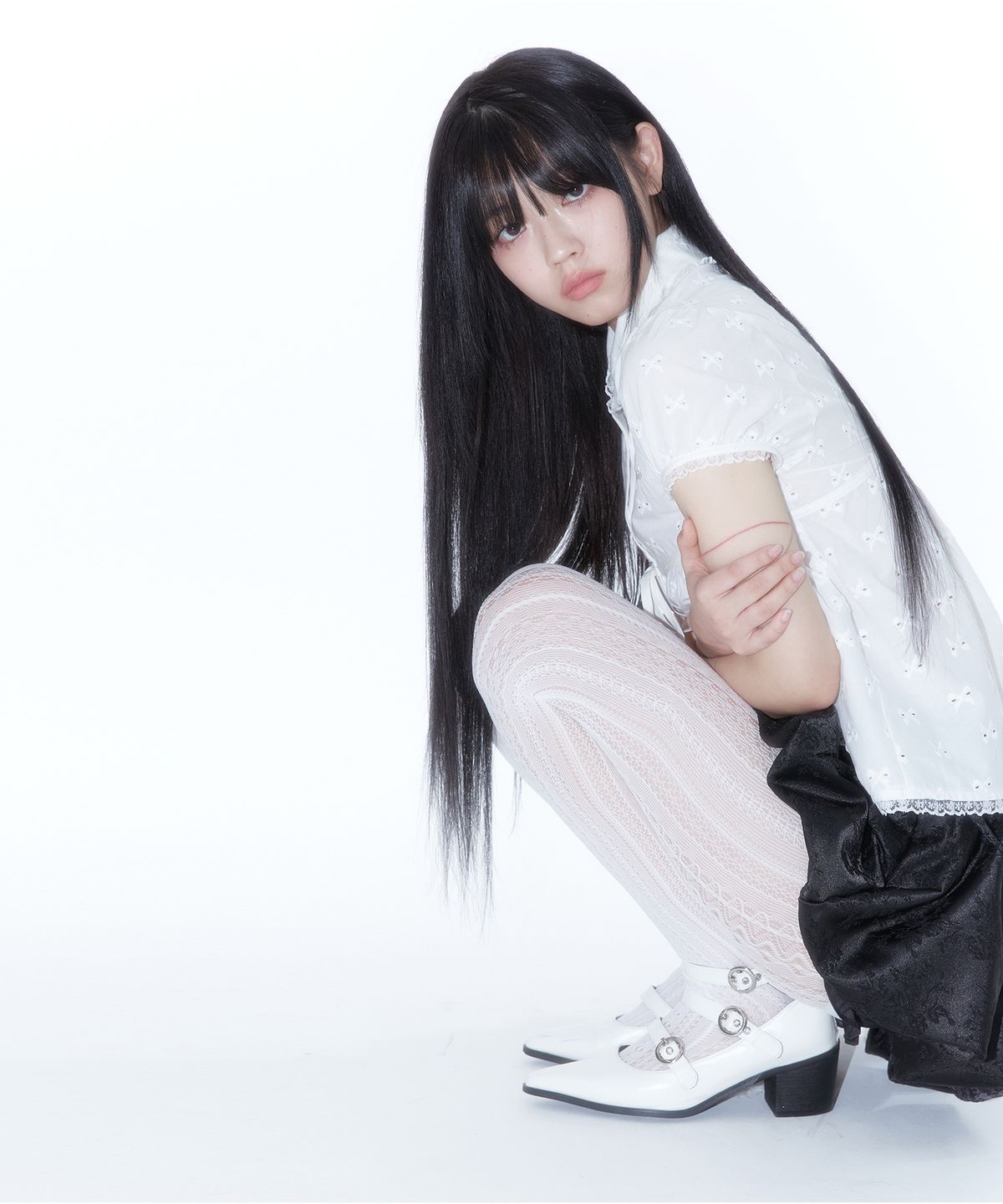 카시코(KASHIKO) Puff Sleeve Lace Shirt White