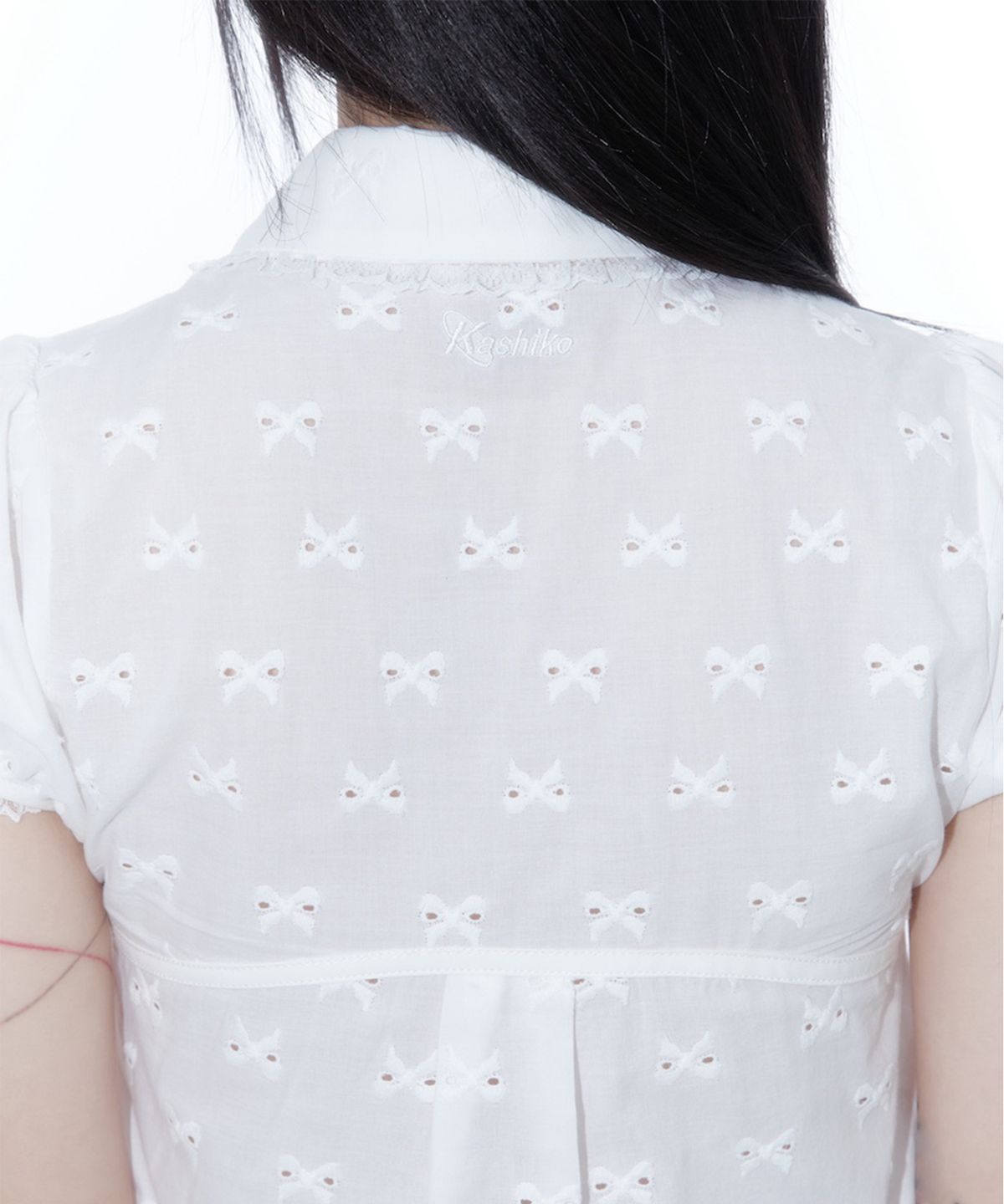 카시코(KASHIKO) Puff Sleeve Lace Shirt White