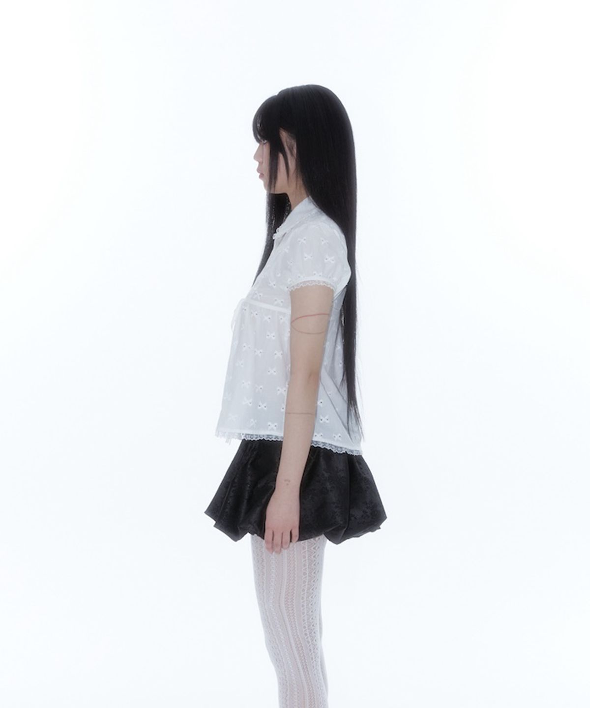 카시코(KASHIKO) Puff Sleeve Lace Shirt White