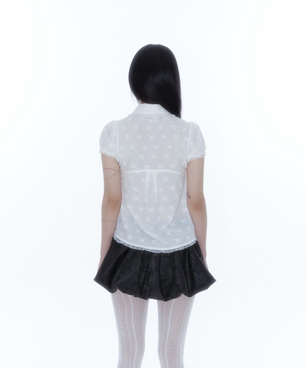 카시코(KASHIKO) Puff Sleeve Lace Shirt White