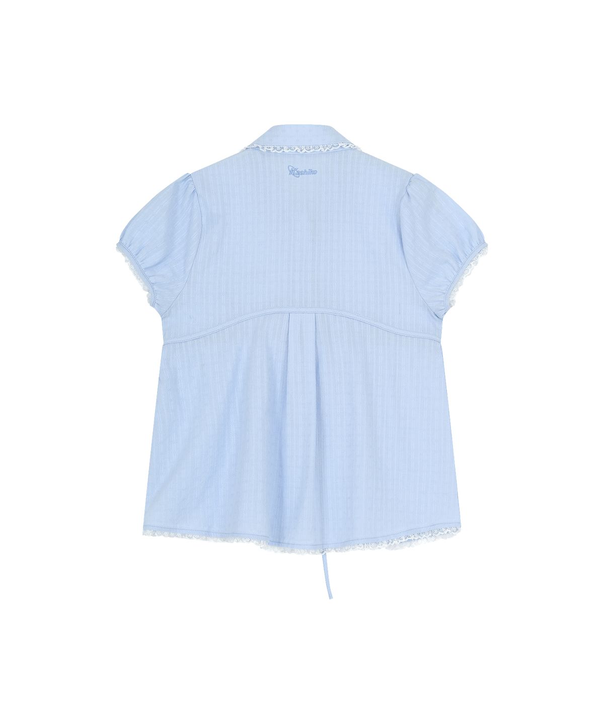 카시코(KASHIKO) Puff Sleeve Lace Shirt Blue