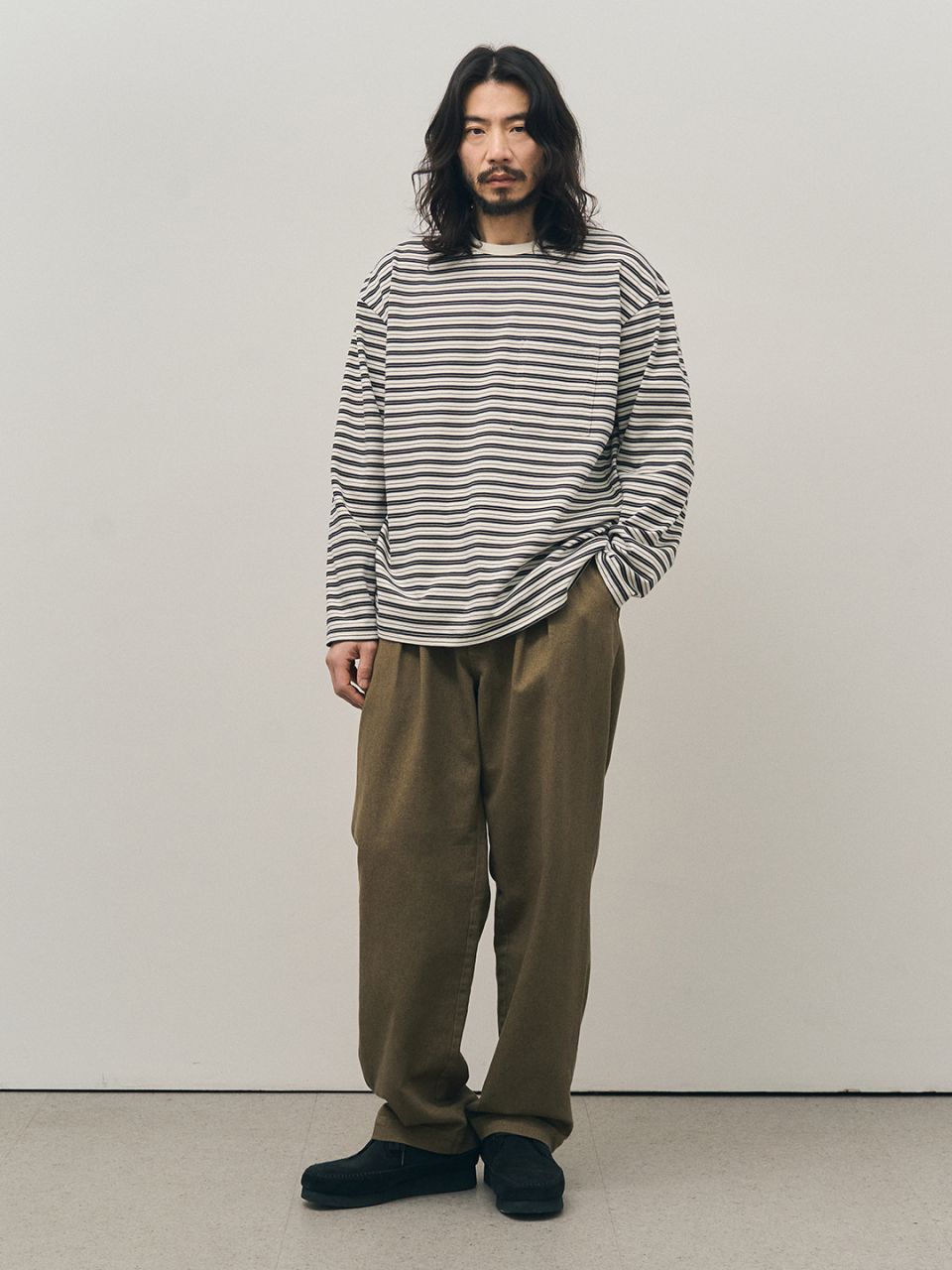 MUSINSA | ROUGH SIDE Multi Stripe Long Sleeve Navy