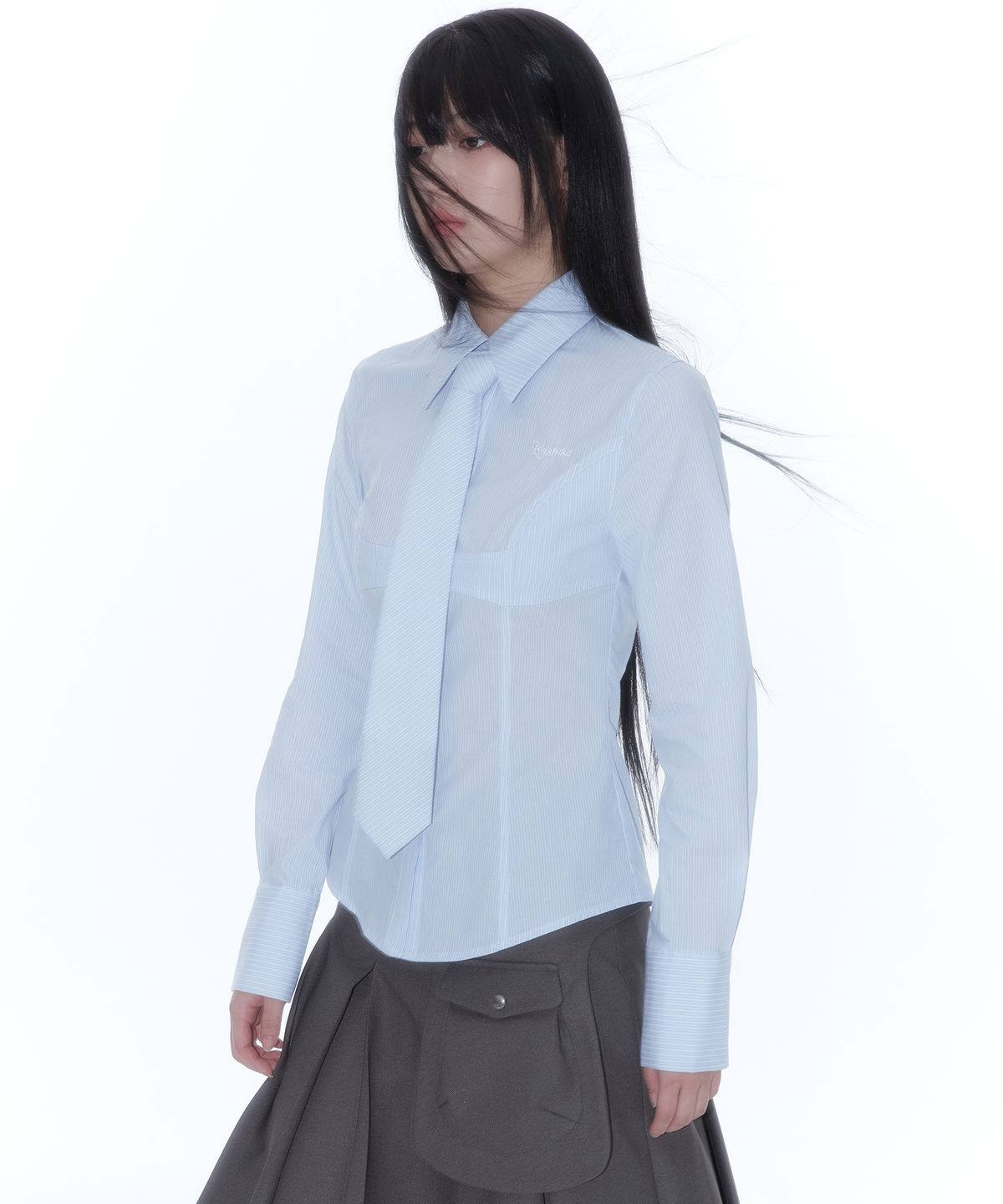 카시코(KASHIKO) Slim Corset Shirts Blue