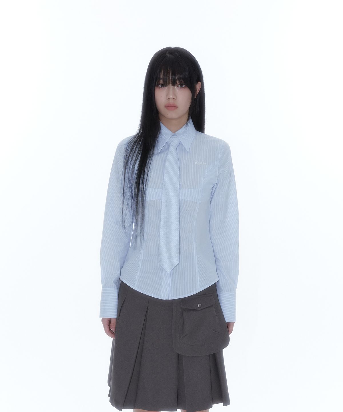 카시코(KASHIKO) Slim Corset Shirts Blue
