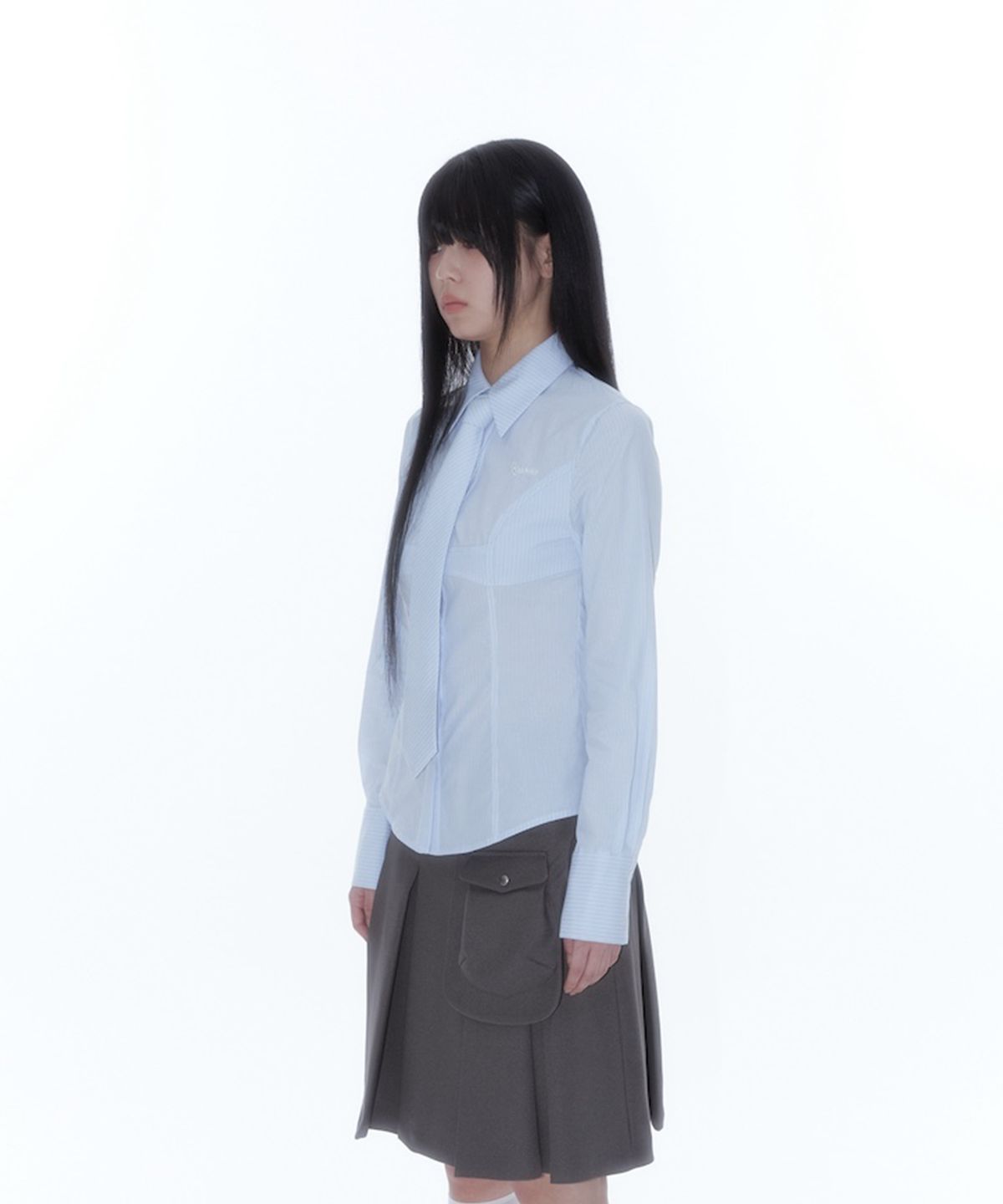 카시코(KASHIKO) Slim Corset Shirts Blue