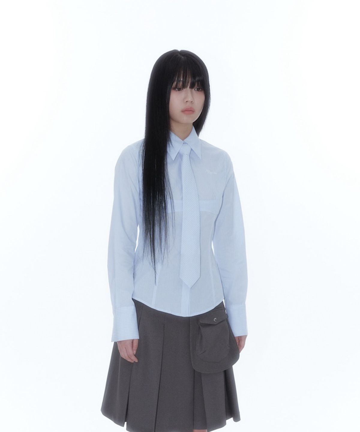 카시코(KASHIKO) Slim Corset Shirts Blue