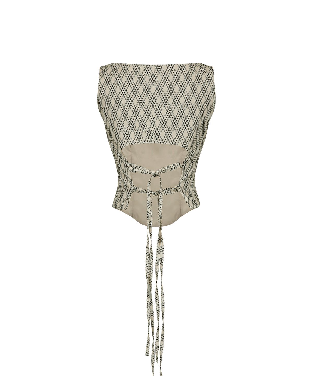 카시코(KASHIKO) Ribbon Paneled Sleeveless Checked