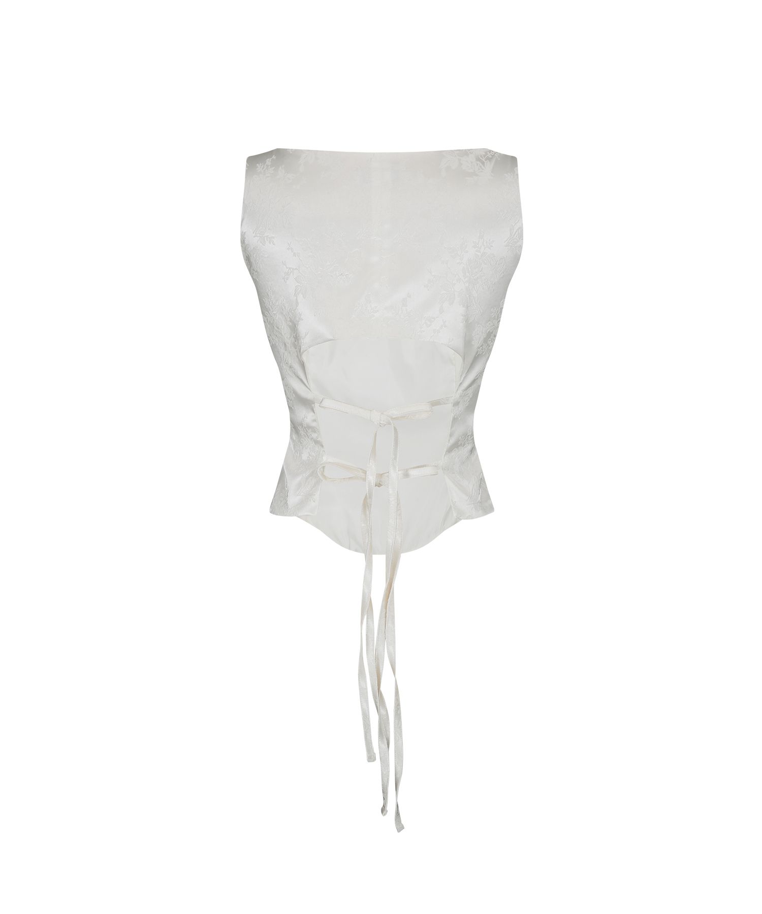 MUSINSA | KASHIKO Ribbon Paneled Sleeveless White